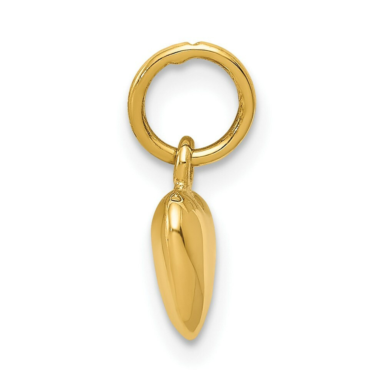 14K Yellow Gold Solid Polished 3-Dimensional Medium Heart Charm - (A86-281)