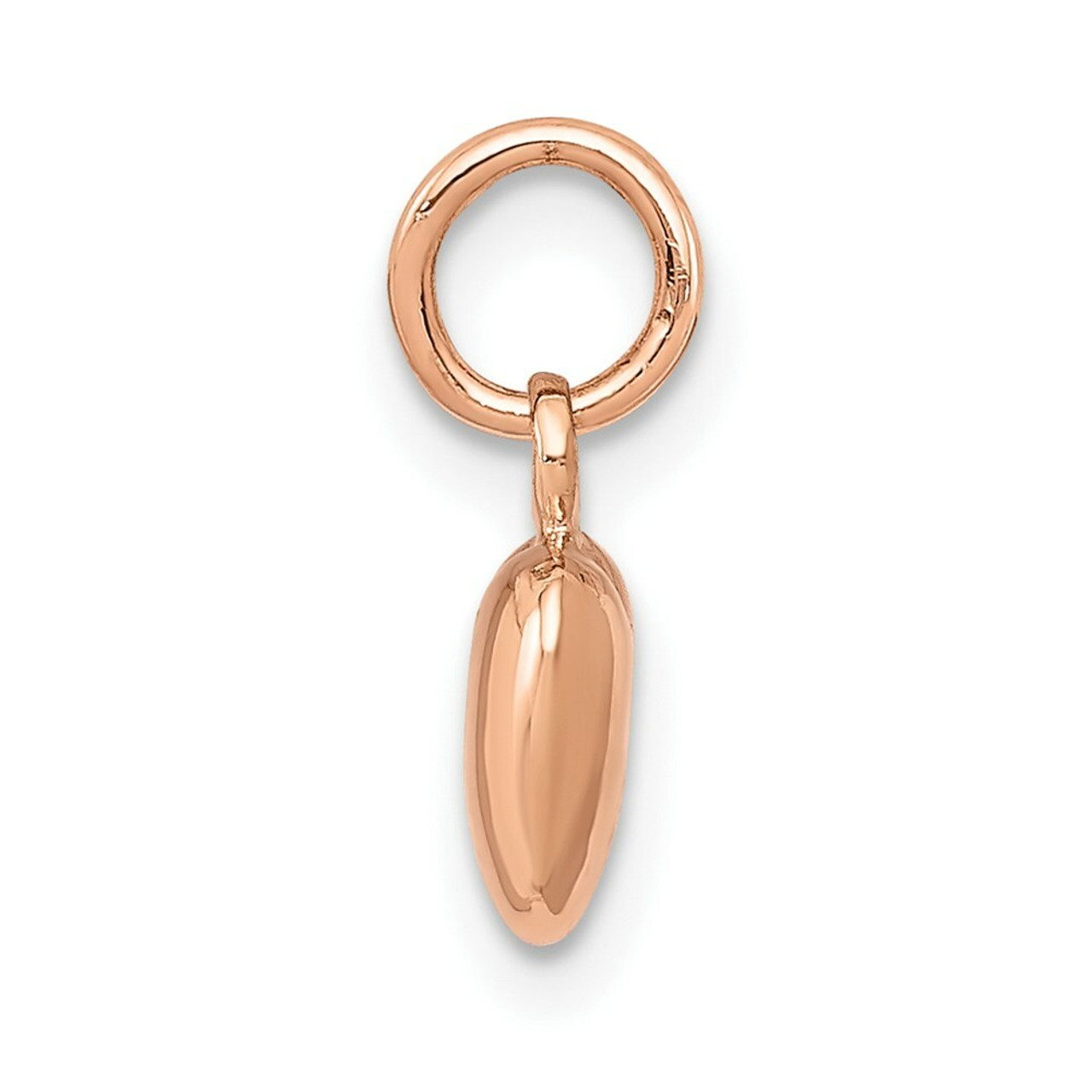 14K Rose Gold Solid Polished 3-Dimensional Medium Heart Charm - (A86-310)