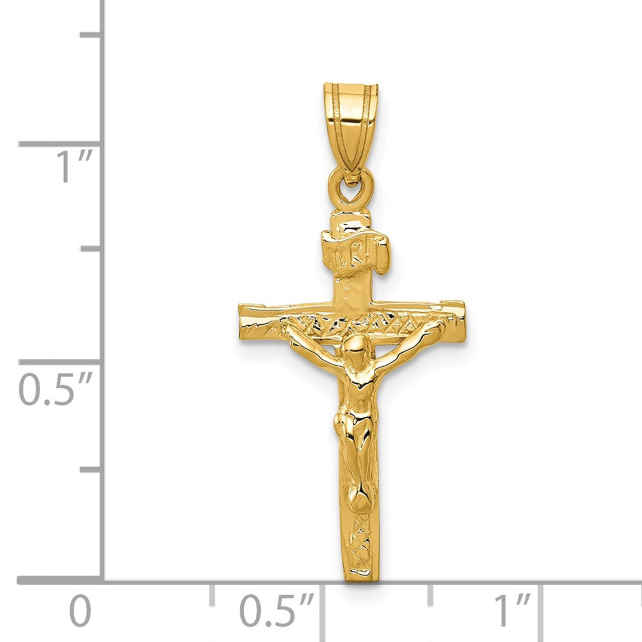 14K Yellow Gold INRI Crucifix Charm - (A86-731)