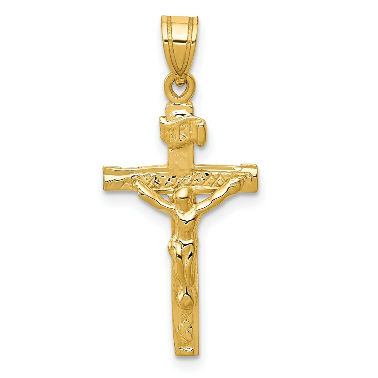 14K Yellow Gold INRI Crucifix Charm - (A86-731)