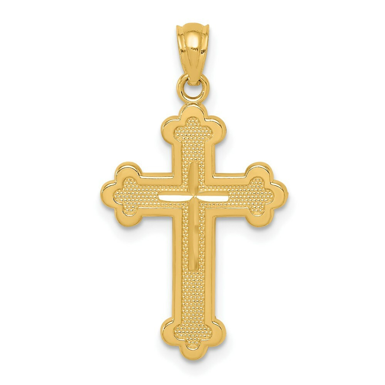 14K Yellow Gold Budded Cross Pendant 30mm length - (A86-820)
