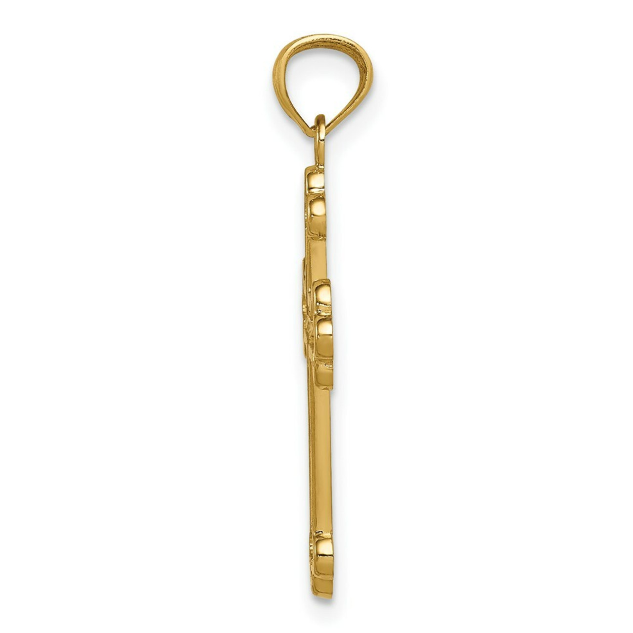 14K Yellow Gold Budded Cross Pendant 30mm length - (A86-820)
