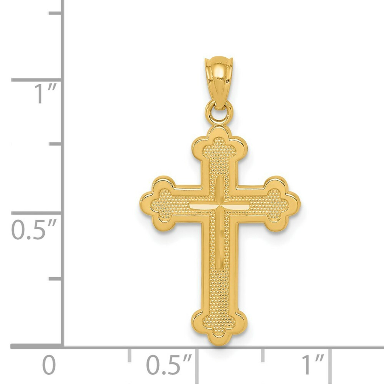 14K Yellow Gold Budded Cross Pendant 30mm length - (A86-820)