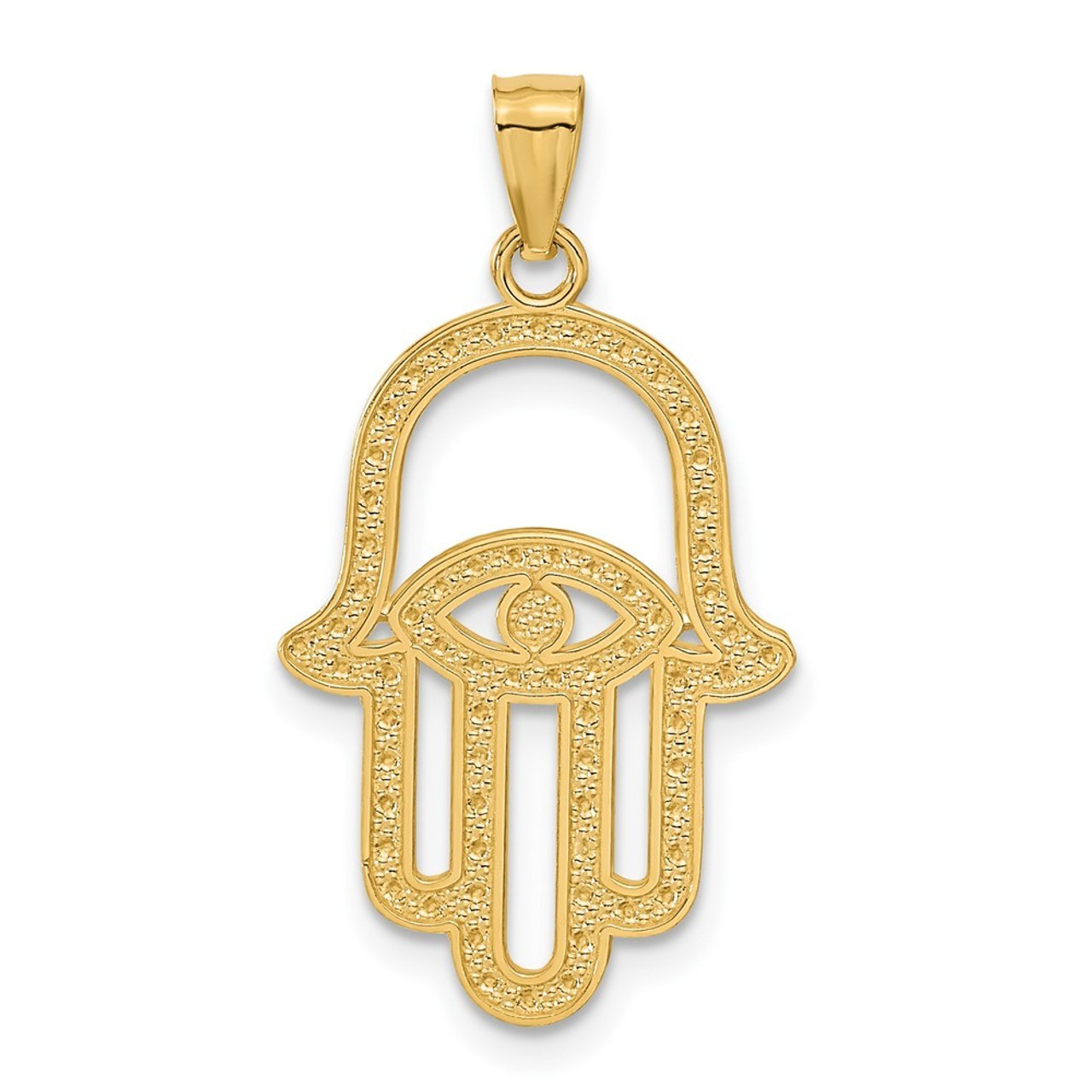 14K Yellow Gold Yellow Gold Rhodium Plated Hand of God Pendant - (A86-824)
