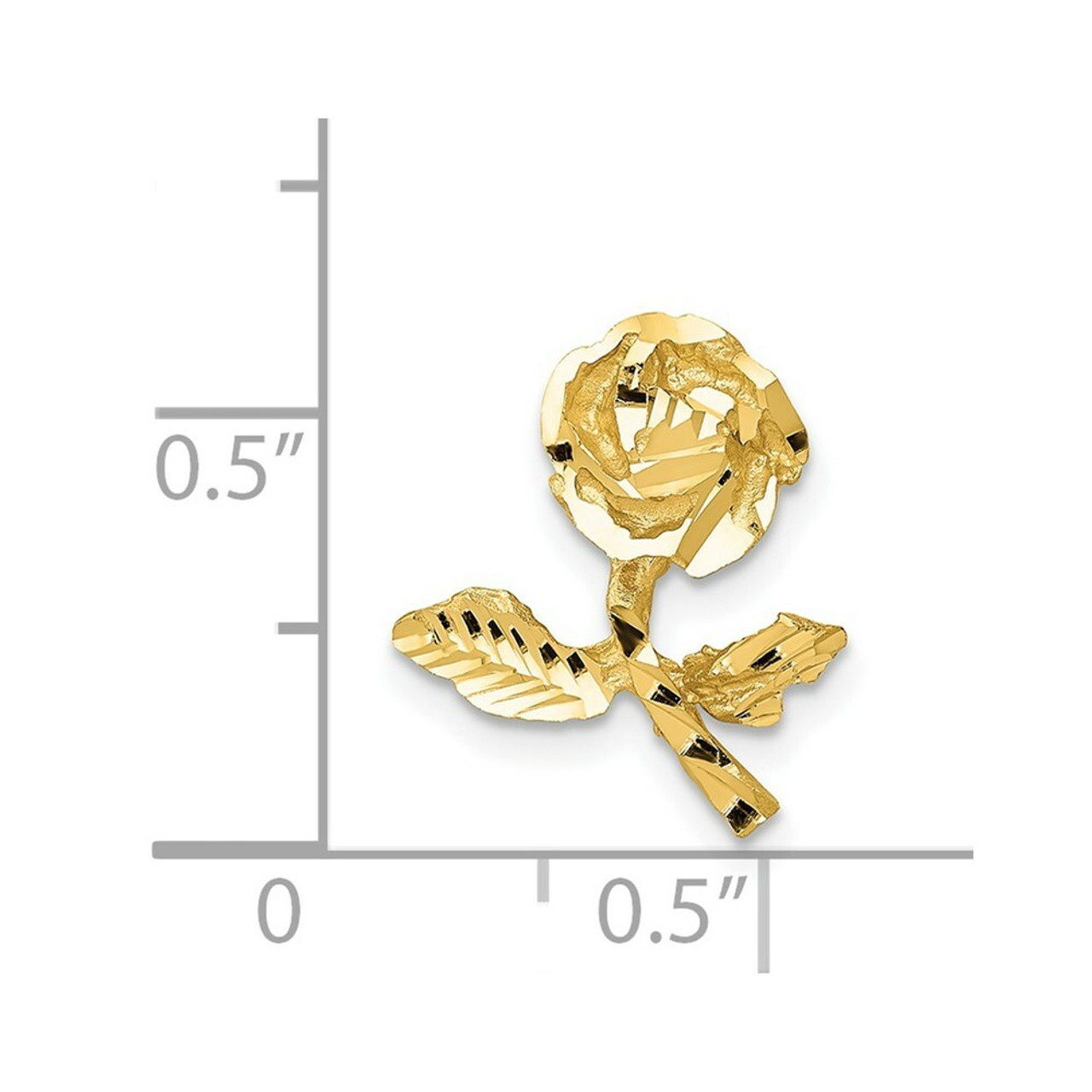 14K Yellow Gold Satin & Diamond-cut Rose Chain Slide - (A87-174)