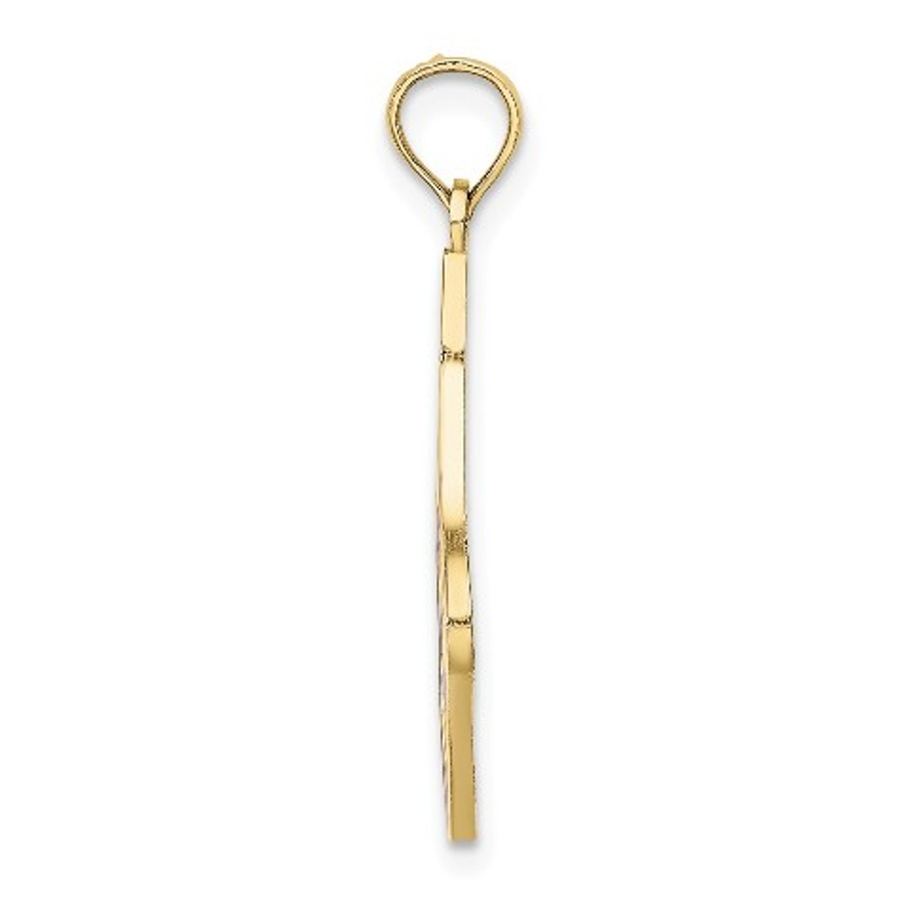 10K Yellow Gold 2-D & Enamel HO HO HO Christmas Stocking Charm Pendant - (A88-579)