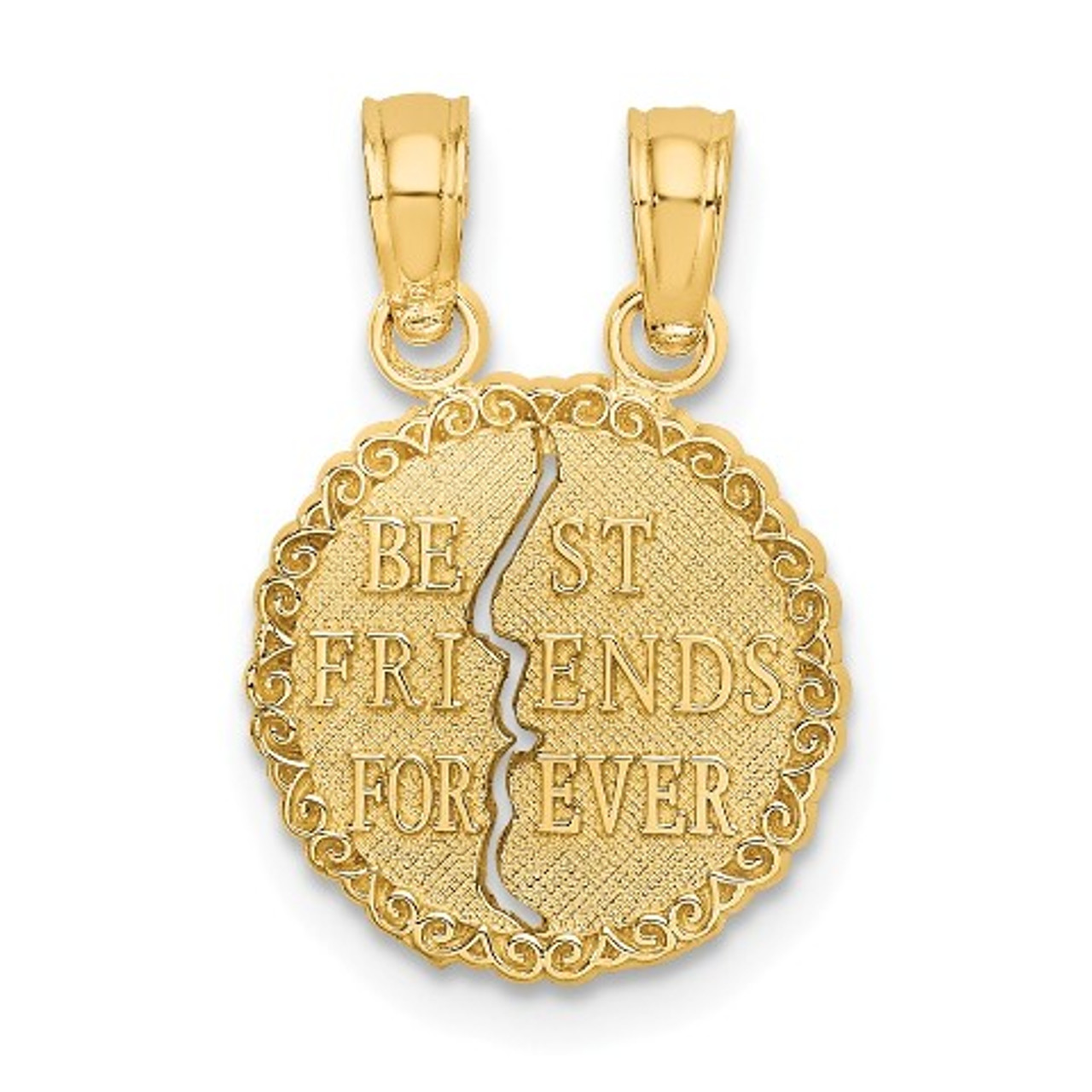 14K Yellow Gold Best Friends Forever Break apart Charm Pendant