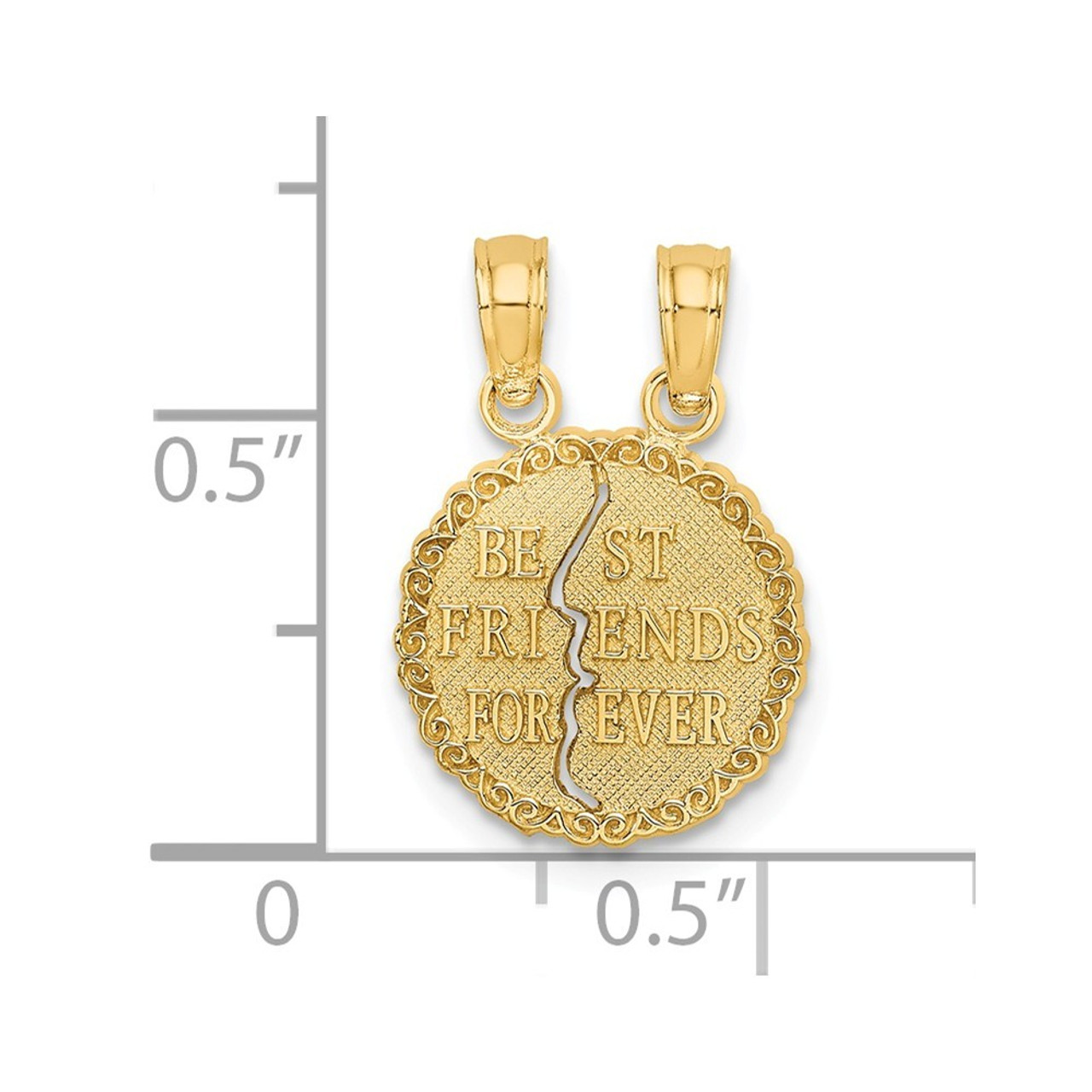 14K Yellow Gold Best Friends Forever Break apart Charm Pendant