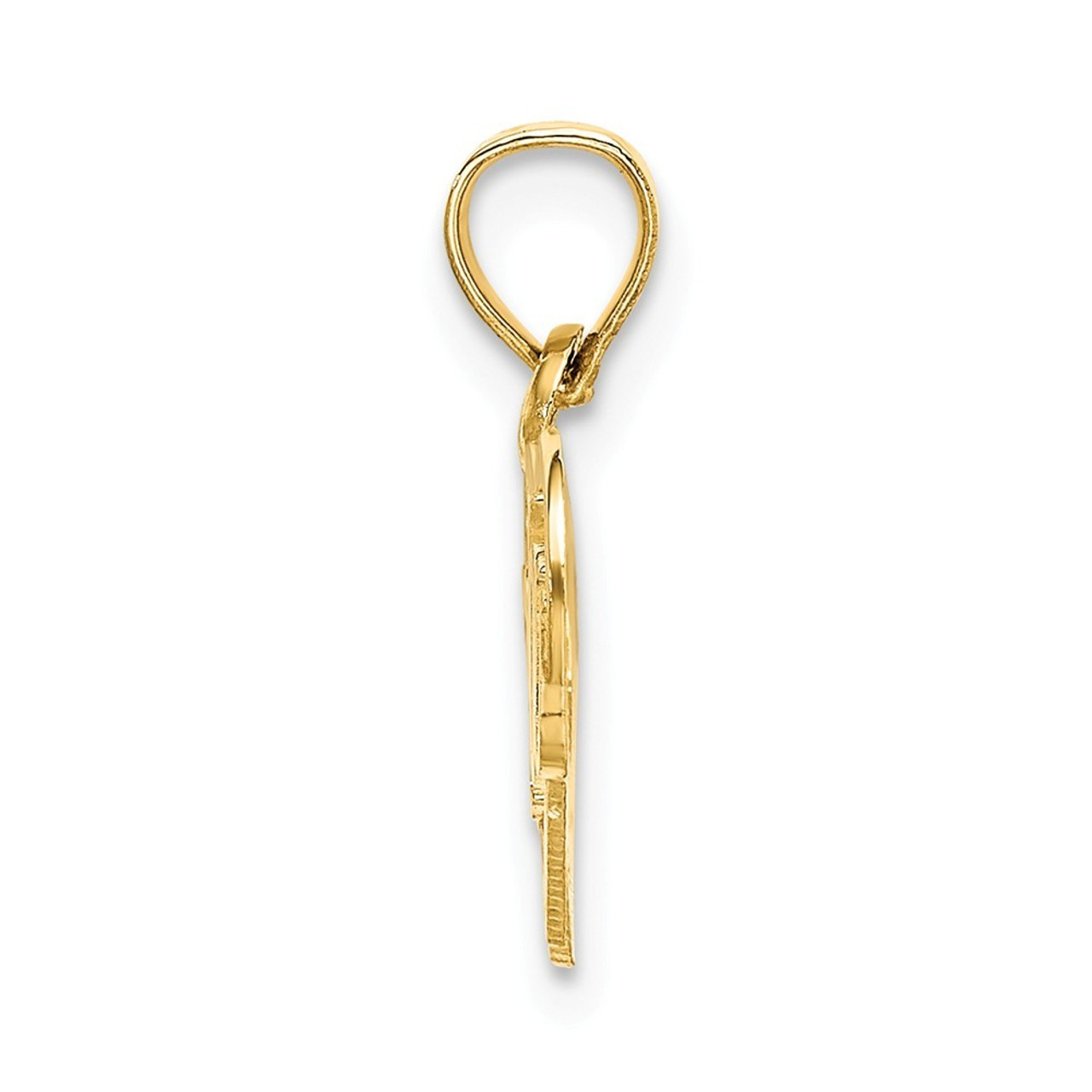 14K Yellow Gold I Love You Double Heart Charm Pendant - (A90-483)