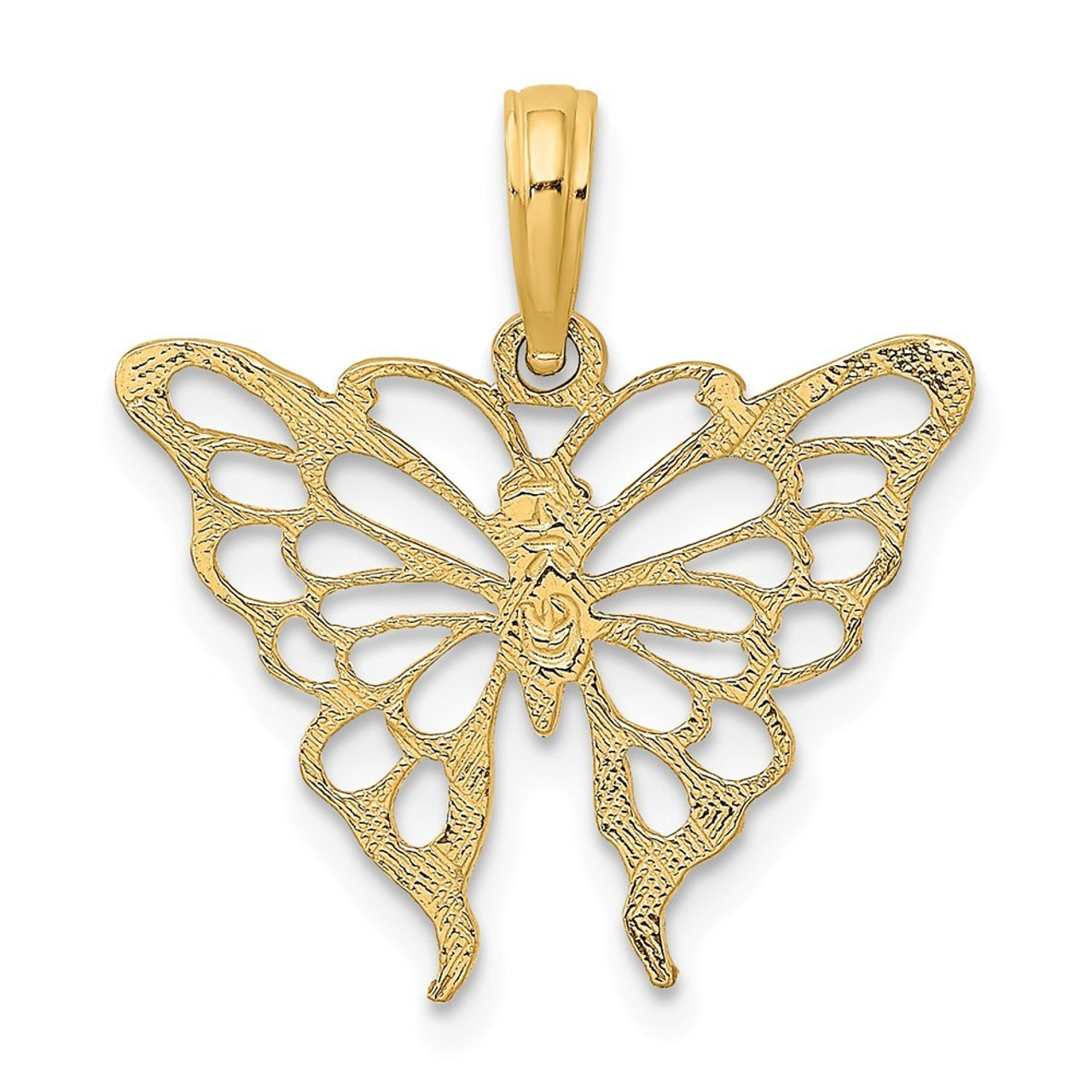 14K Yellow Gold Butterfly Charm Pendant - (A91-152)