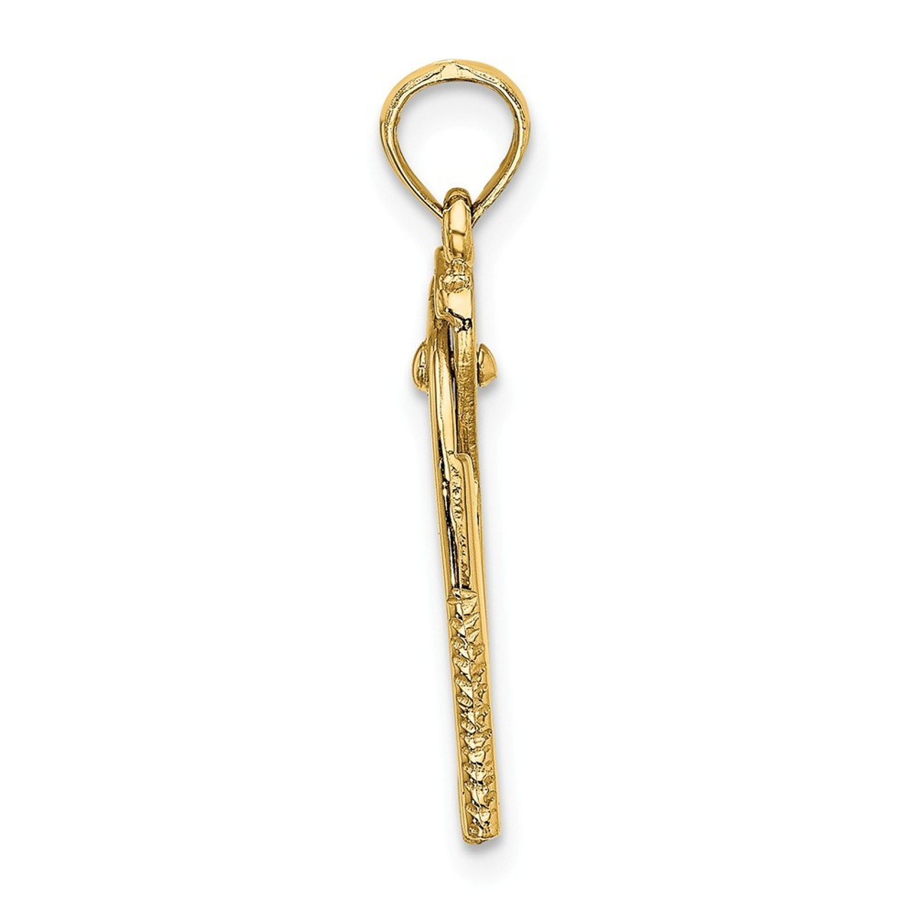 14K Yellow Gold 3-D Moveable Locking Wrench Charm Pendant - (A92-114)