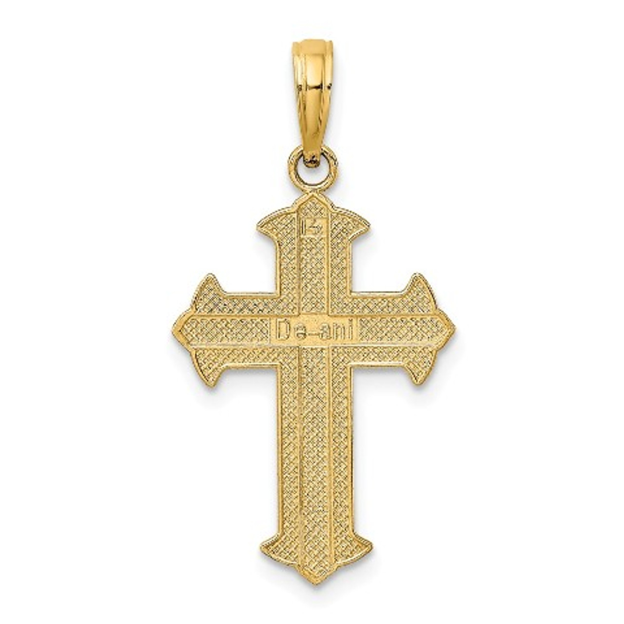 14K Yellow Gold Two-tone Diamond-cut Cross Charm Pendant - (A94