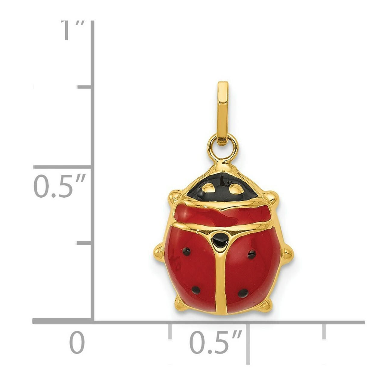 14K Yellow Gold Enameled Ladybug Charm - (A98-816)