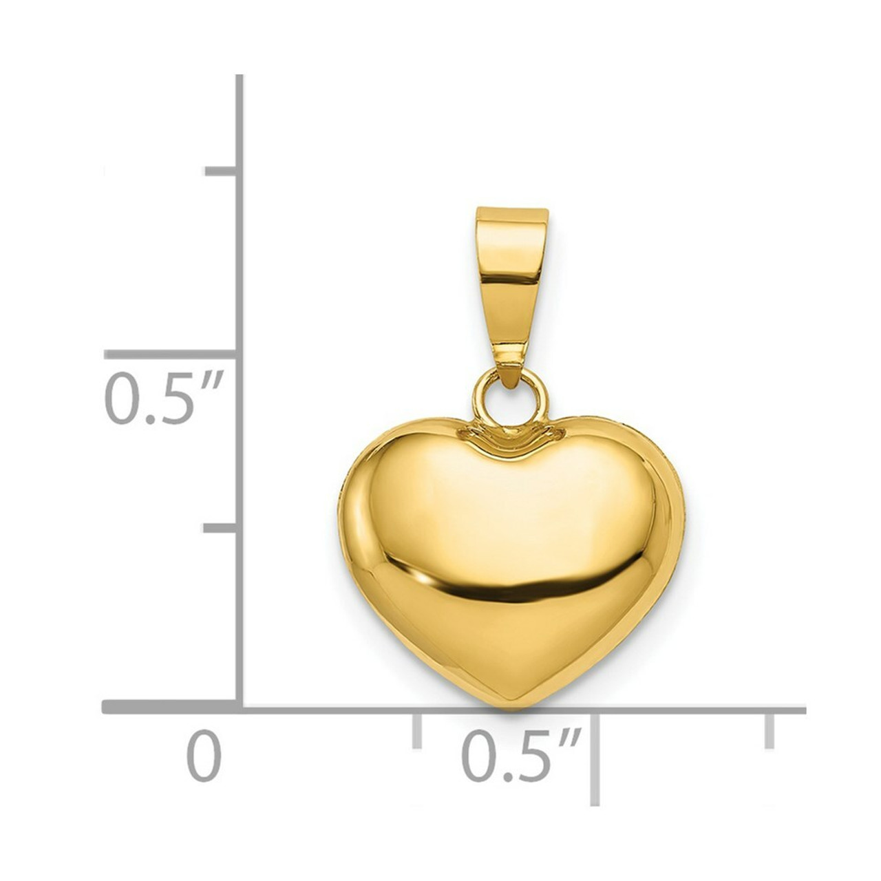 14K Yellow Gold Puffed Heart Charm 16mm length - (A98-925)