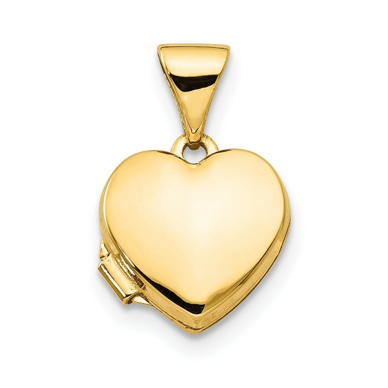 14K Yellow Gold Plain Heart Locket 15x10mm - (A99-422)