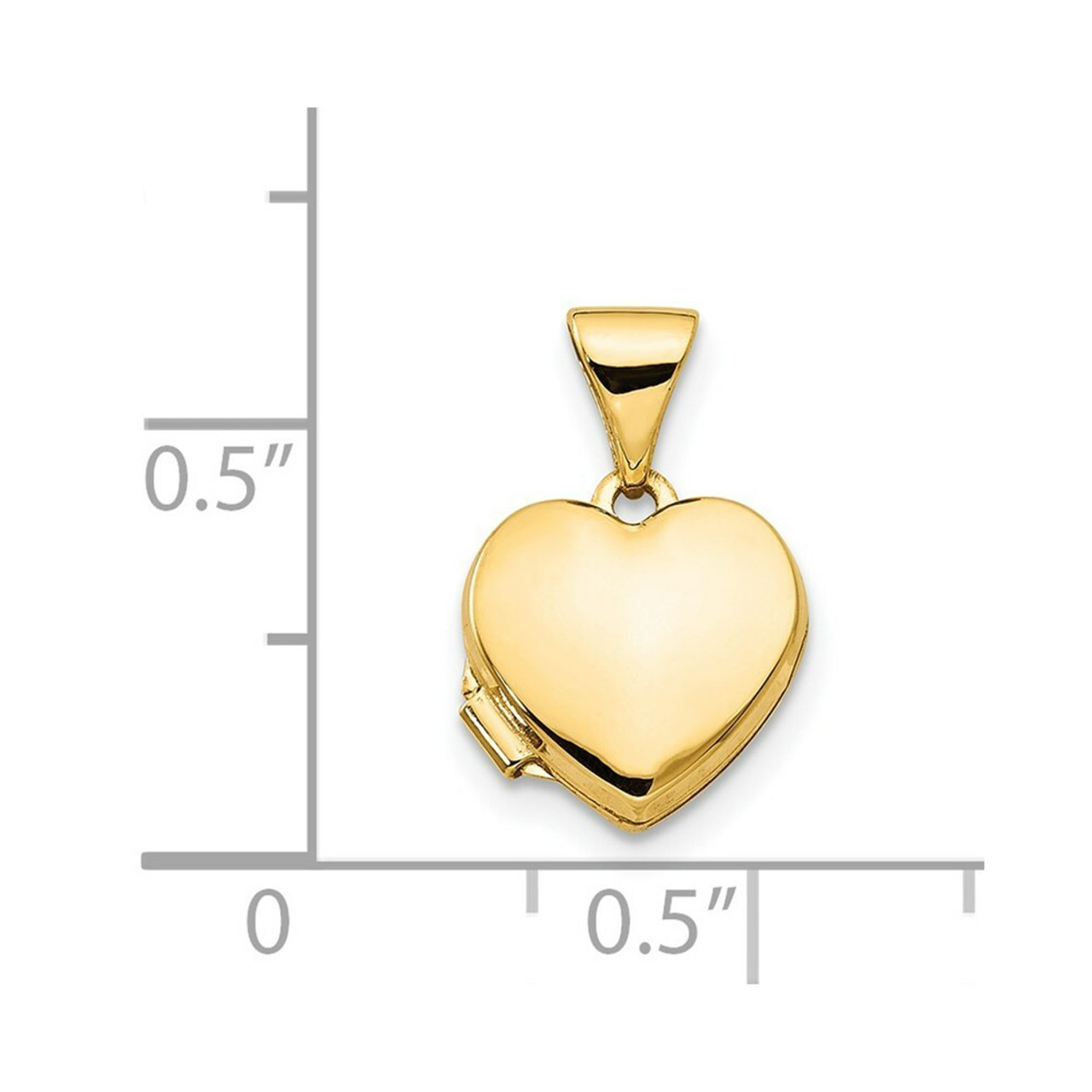 14K Yellow Gold Plain Heart Locket 15x10mm - (A99-422)