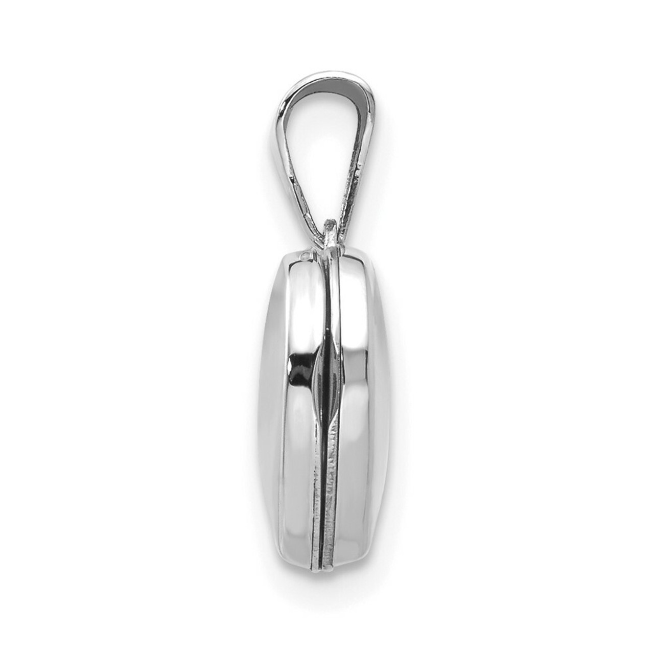 14K White Gold Polished Heart-Shaped Locket 15x10mm - (A99-611)