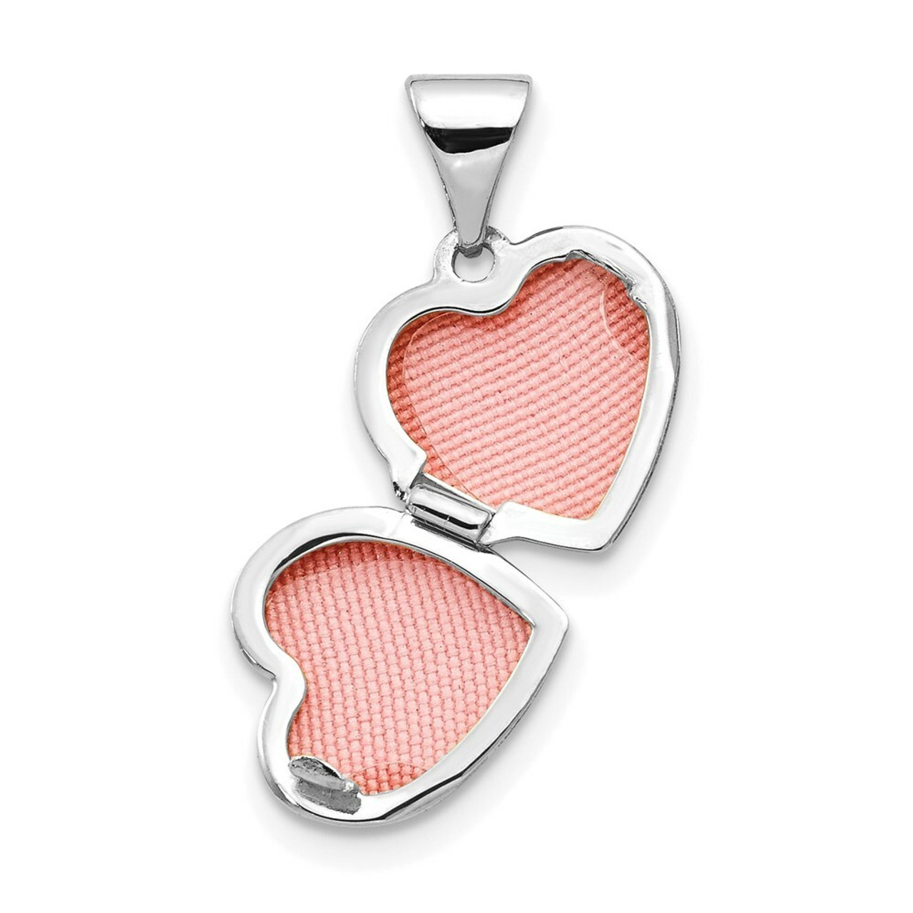 14K White Gold Polished Heart-Shaped Locket 15x10mm - (A99-611)