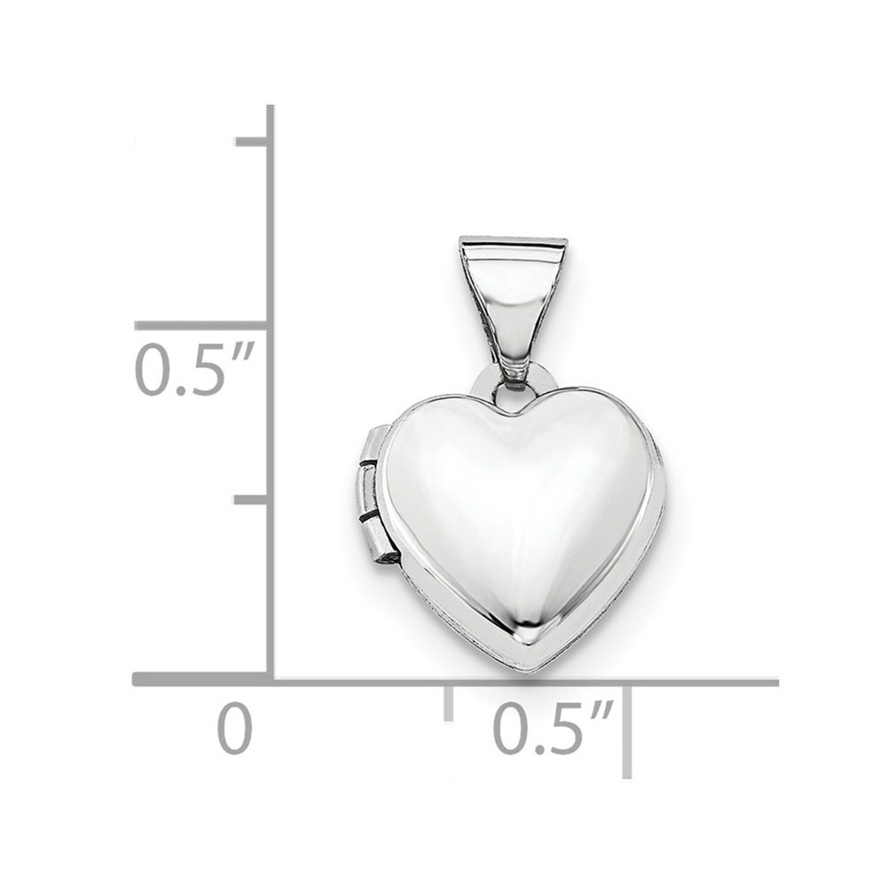 14K White Gold Polished Heart-Shaped Locket 15x10mm - (A99-611)