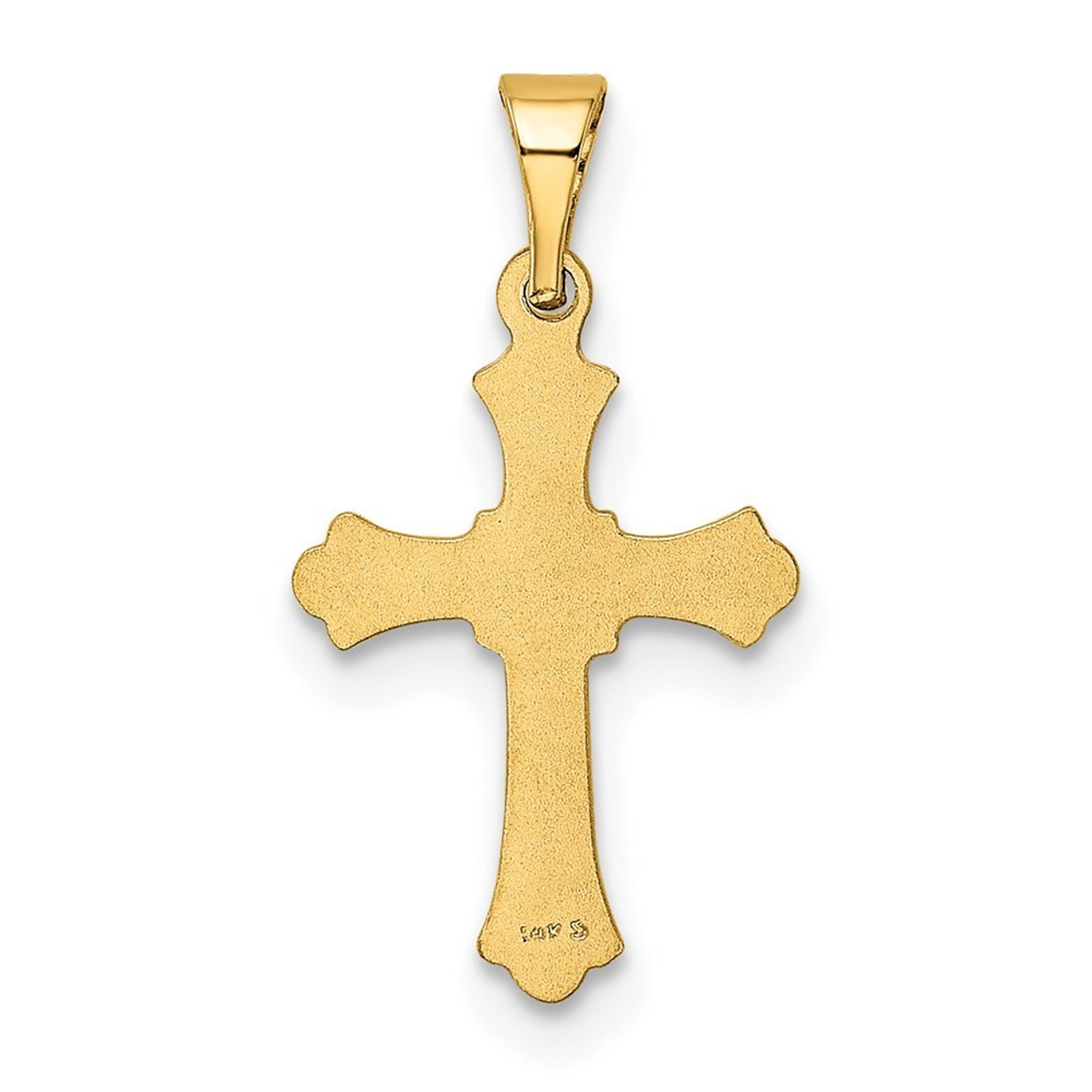 14K Yellow Gold Budded Cross Charm - (B11-223)