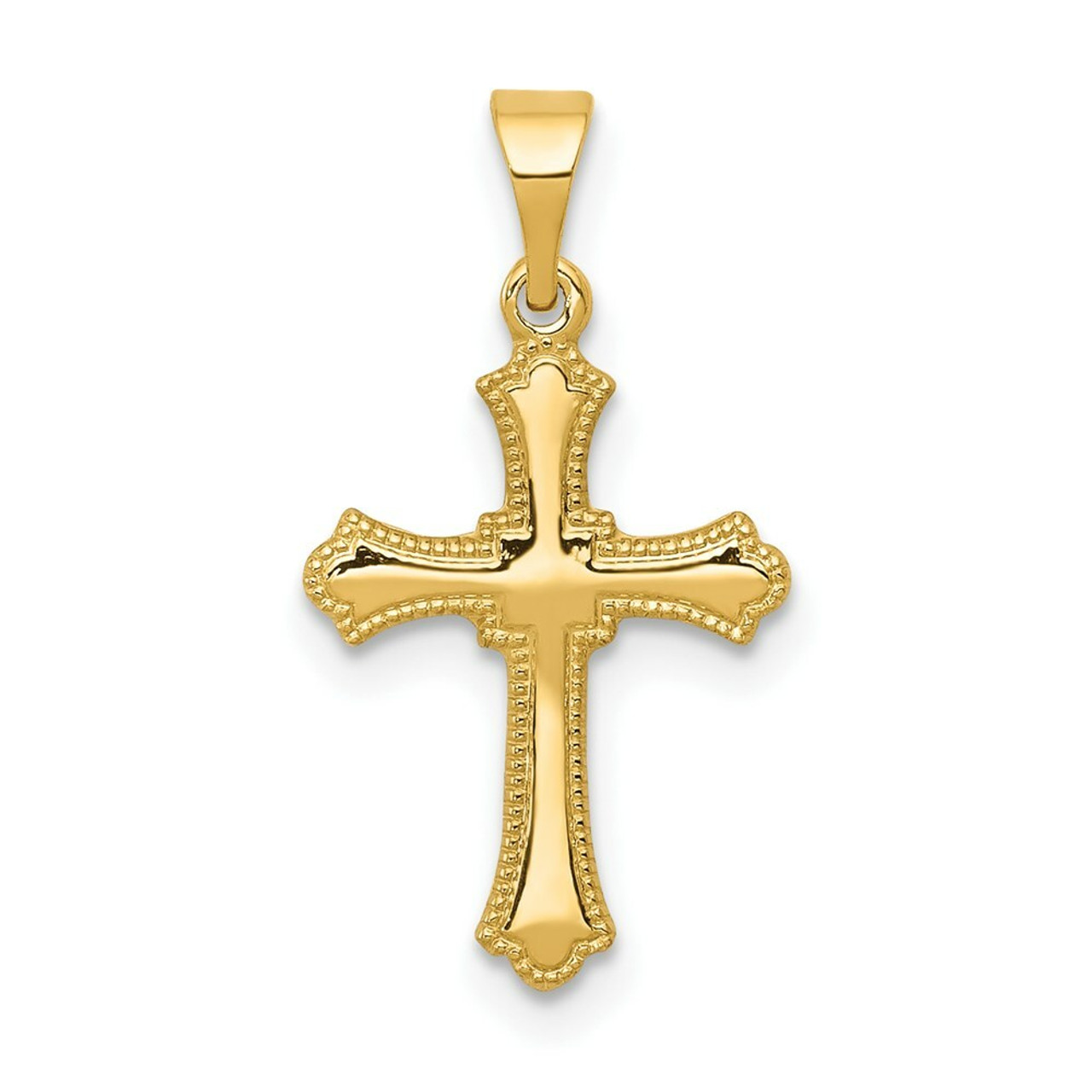 14K Yellow Gold Budded Cross Charm - (B11-223)