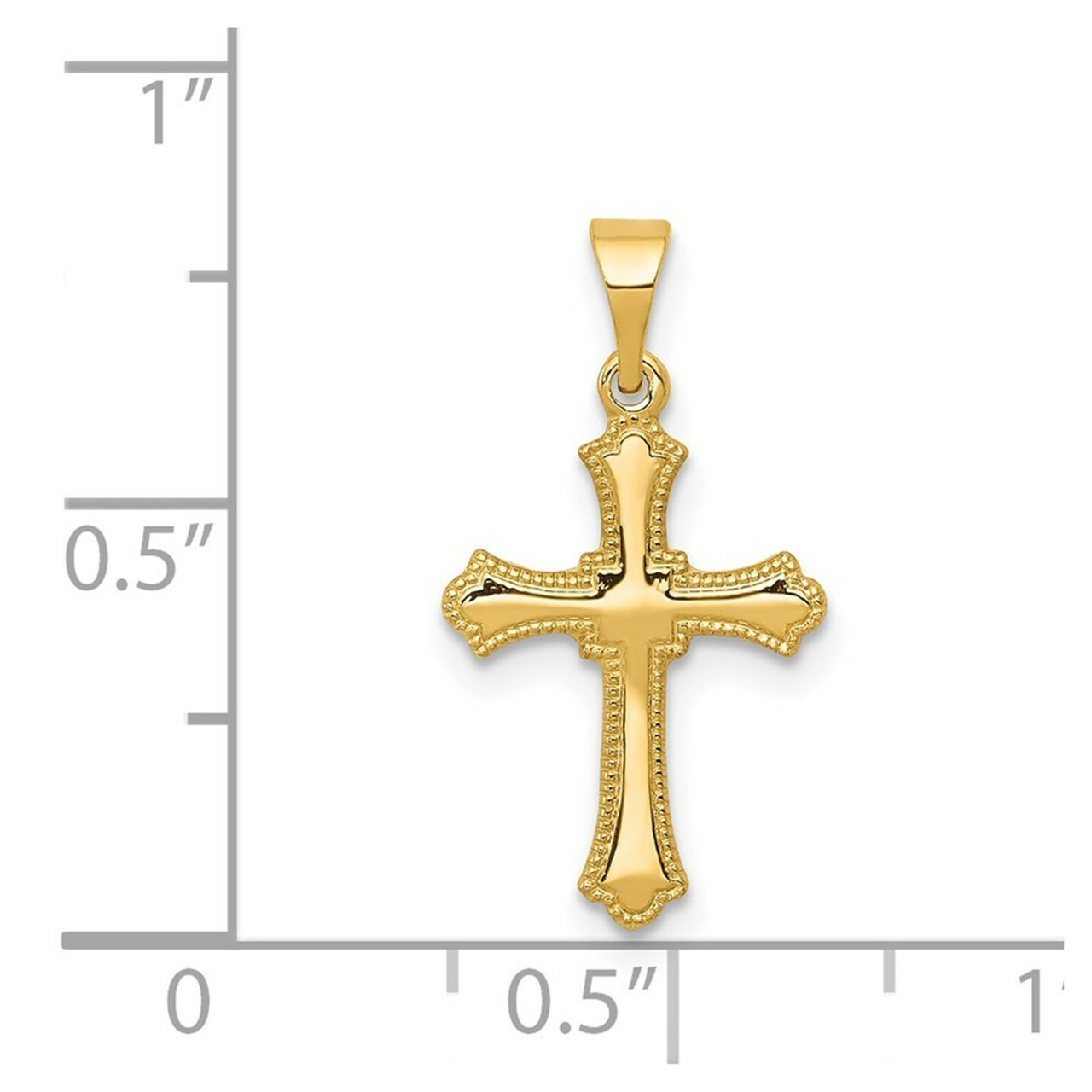 14K Yellow Gold Budded Cross Charm - (B11-223)