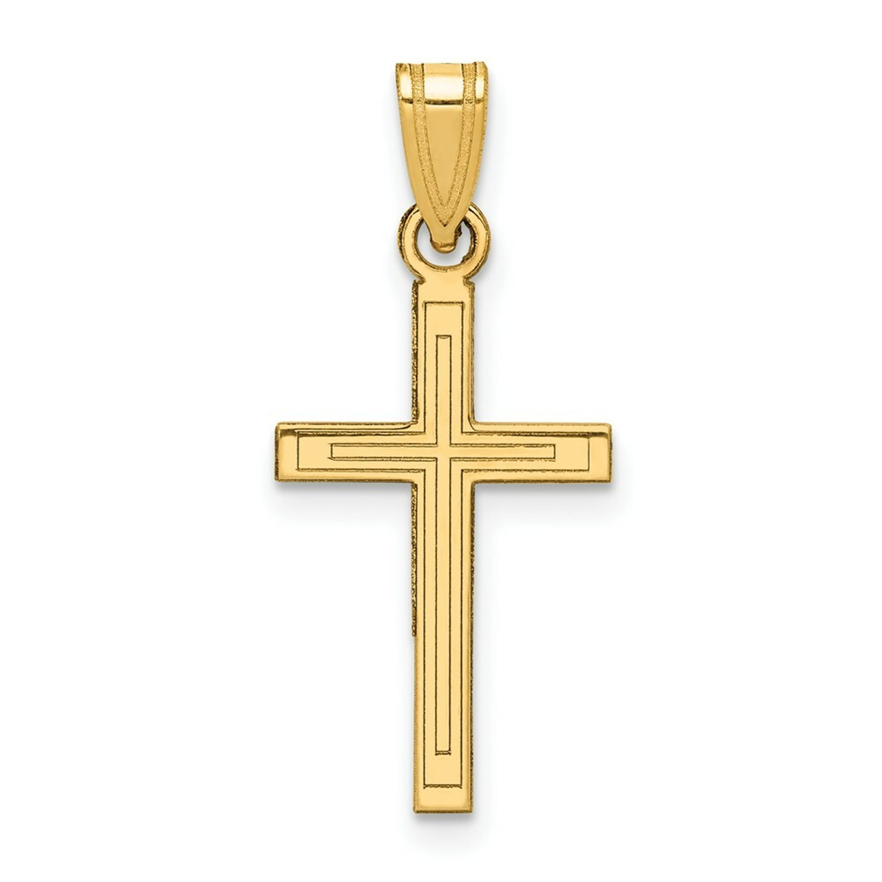 14K Yellow Gold Solid Cross Pendant 25mm length - (B11-462)