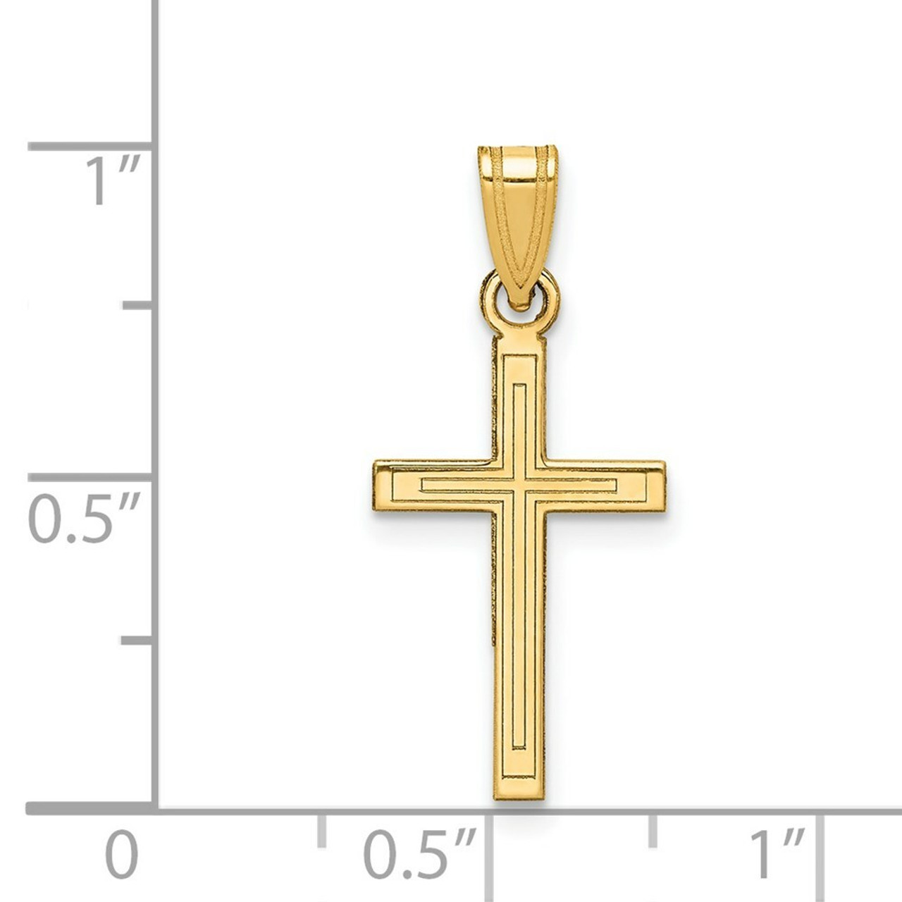 14K Yellow Gold Solid Cross Pendant 25mm length - (B11-462)