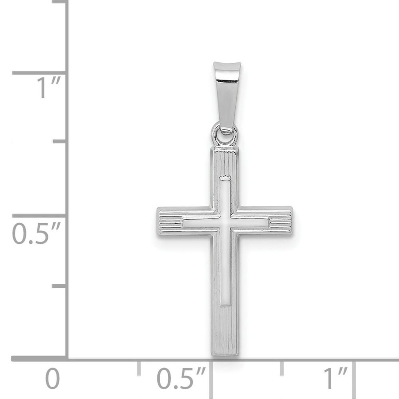 14K White Gold Polished Latin Cross Pendant - (B11-535)