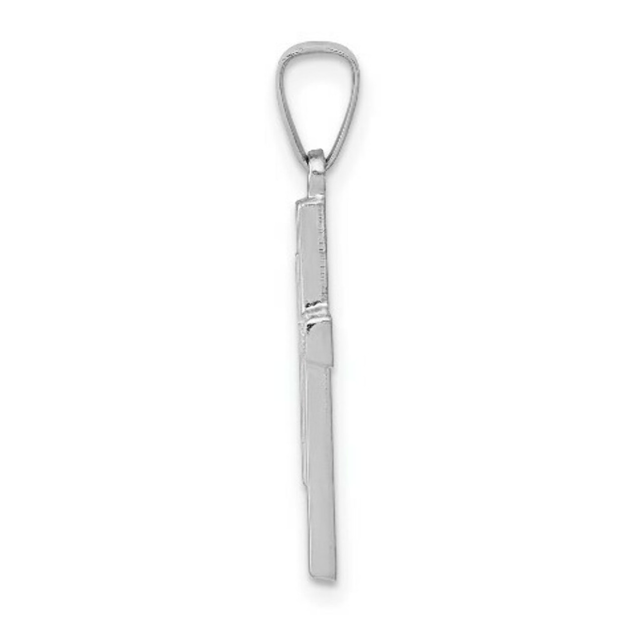 14K White Gold Polished Latin Cross Pendant - (B11-535)