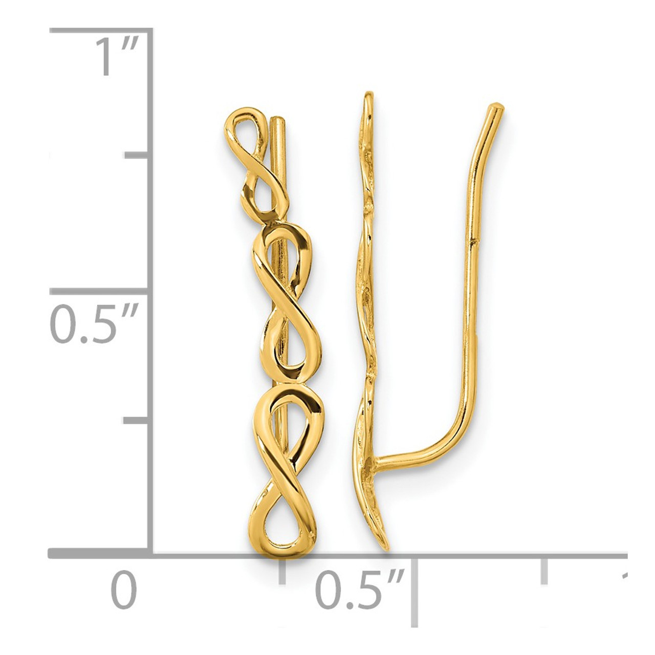 14K Yellow Gold Polished Infinity Ear Climber Earrings - (B42-694)