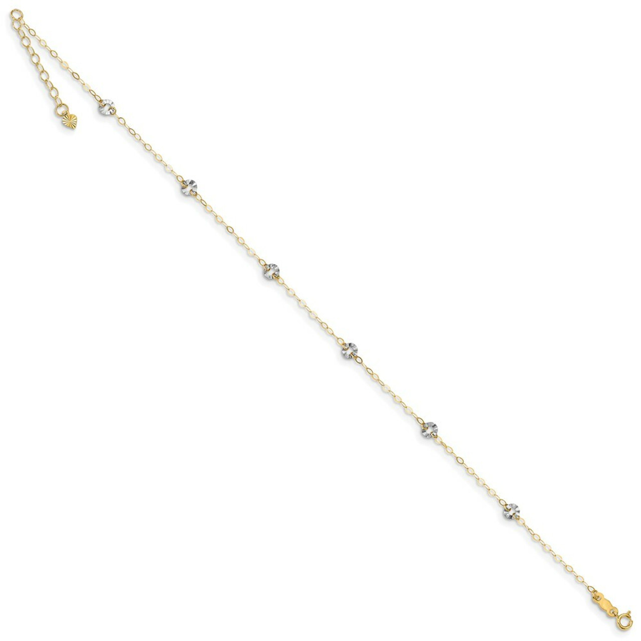 14K Two-tone Gold Oval Chain with Wavy Circles with 1'' extension