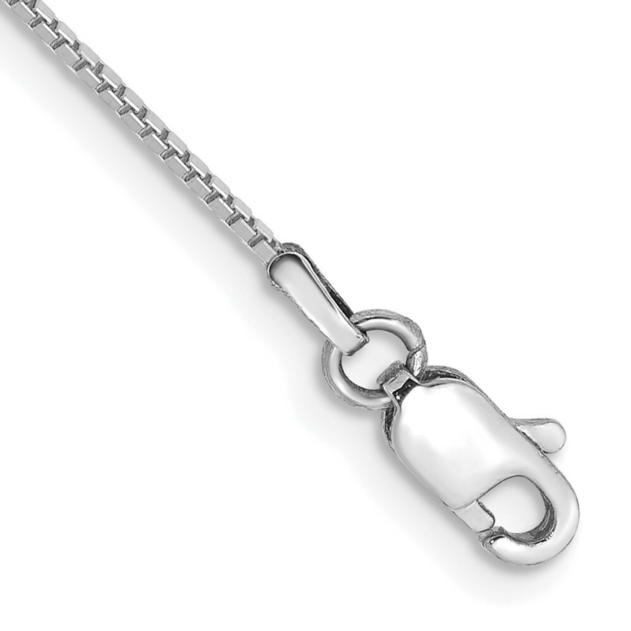 10K White Gold 0.9mm Box Chain Anklet - Length 9'' inches - (C64-218)
