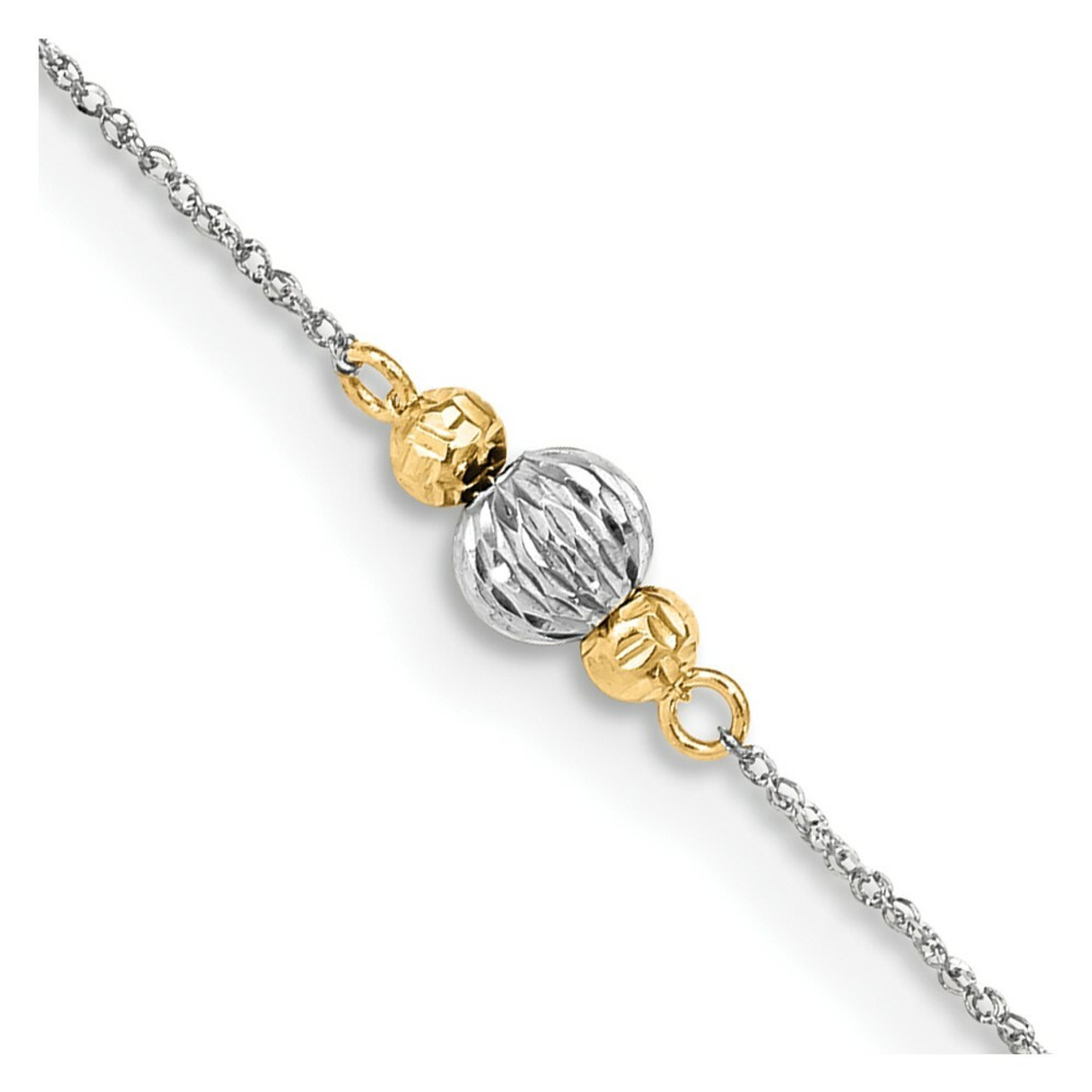 Men's 14k Yellow Gold Diamond Cut Bead Bracelet