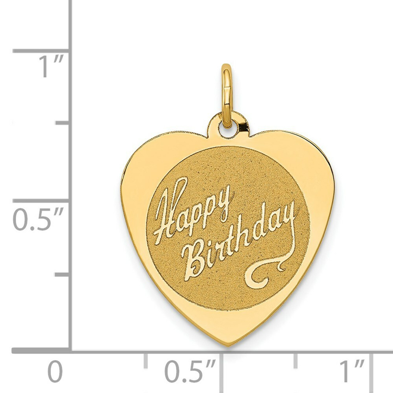 14K Yellow Gold Happy Birthday Heart Disc Charm - (A82-520)