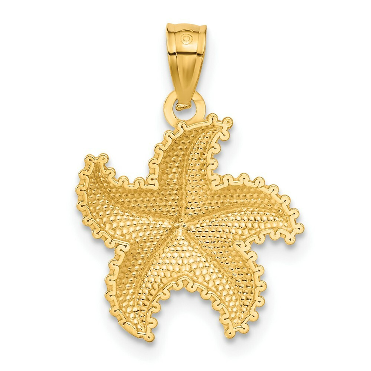 14K Yellow Gold Diamond-cut Starfish Pendant - (A83-776)