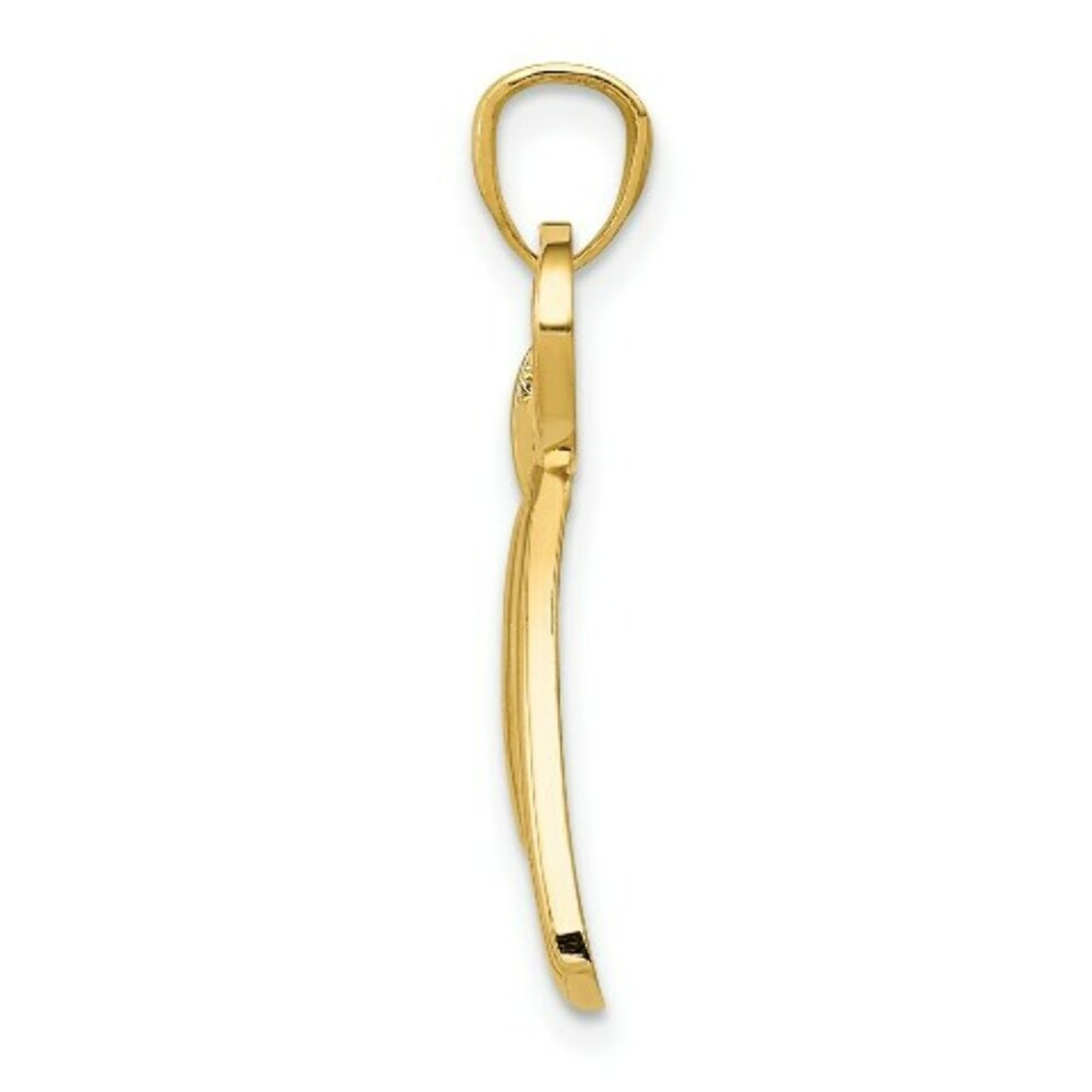 14K Yellow Gold Polished Ribbon Bow Pendant - (A85-227)
