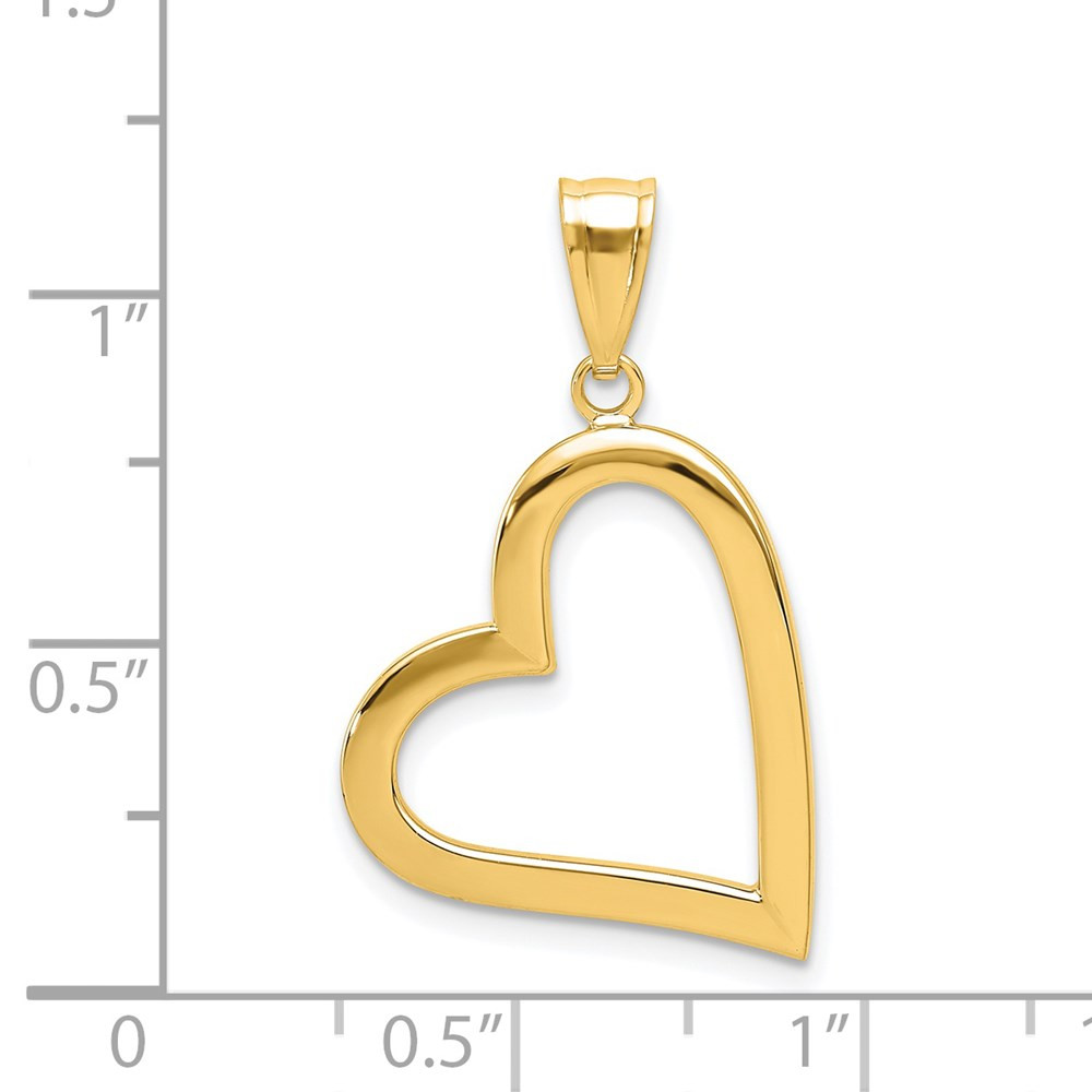 14K Yellow Gold Hollow Heart Pendant - (A85-554) - Roy Rose Jewelry