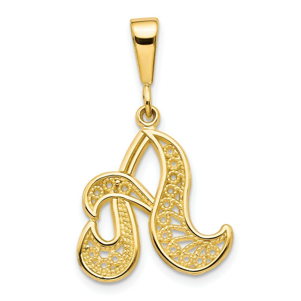 10K Yellow Gold Script Initial Letter A Charm - (A86-652)
