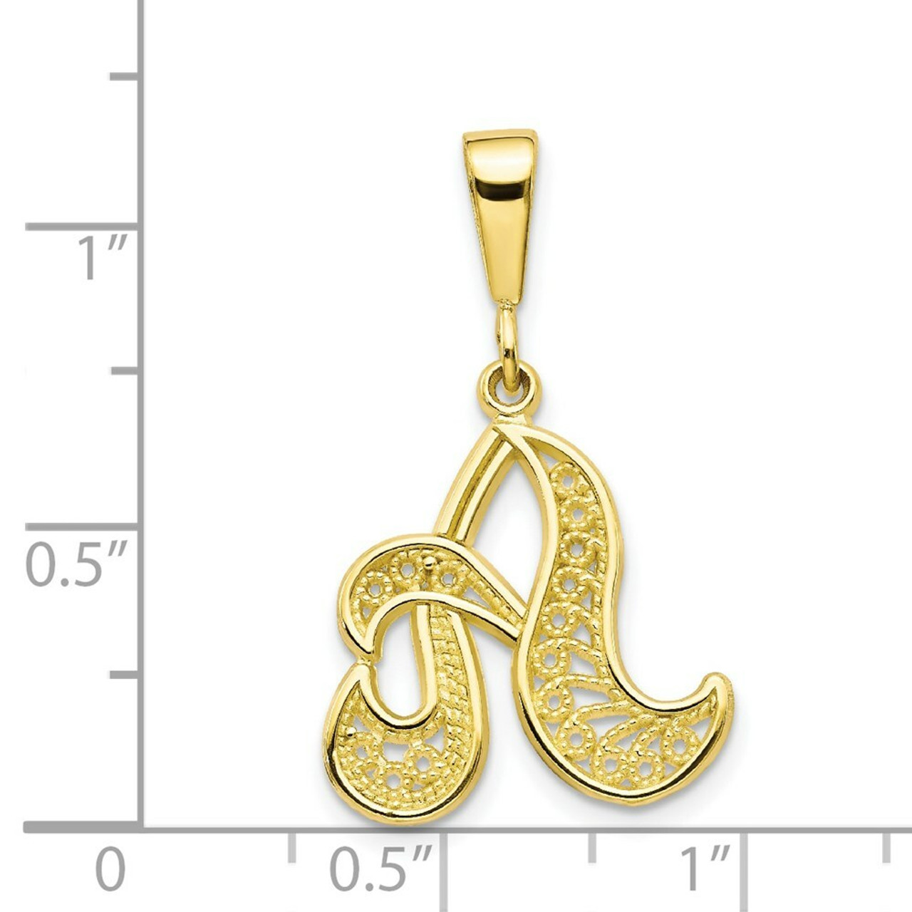 10K Yellow Gold Script Initial Letter A Charm - (A86-652)