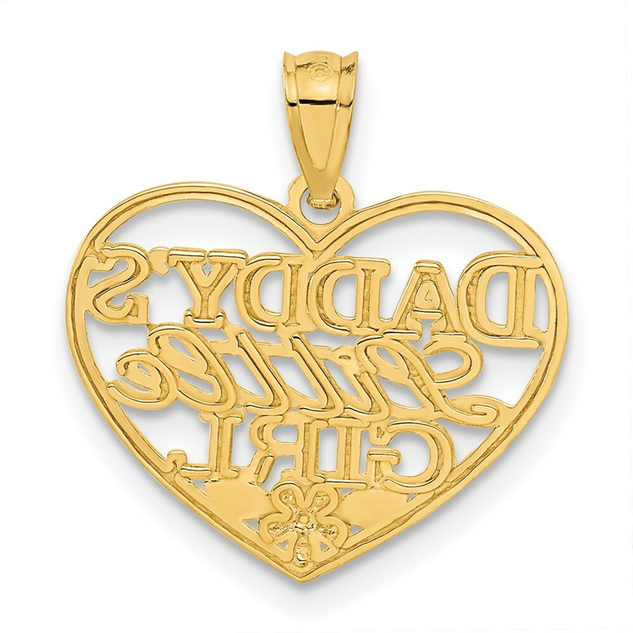 14K Yellow Gold Diamond-cut Daddy's Little Girl Heart Pendant - (A86-918)