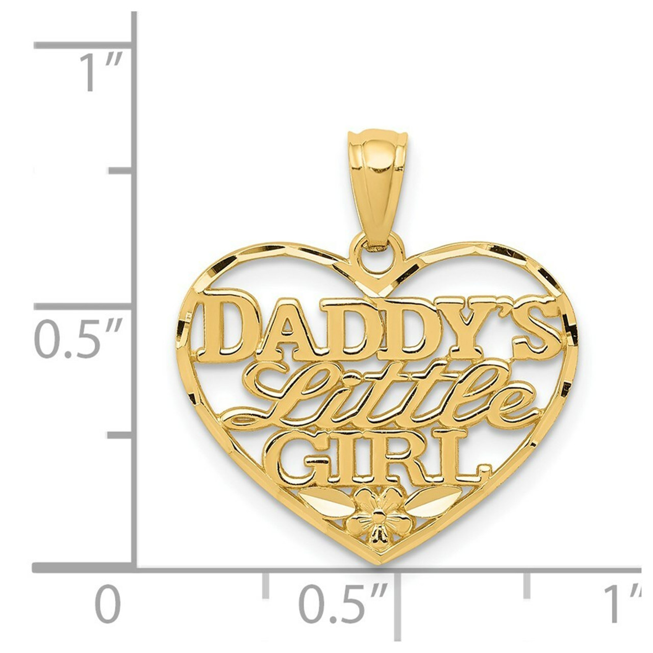 14K Yellow Gold Diamond-cut Daddy's Little Girl Heart Pendant - (A86-918)