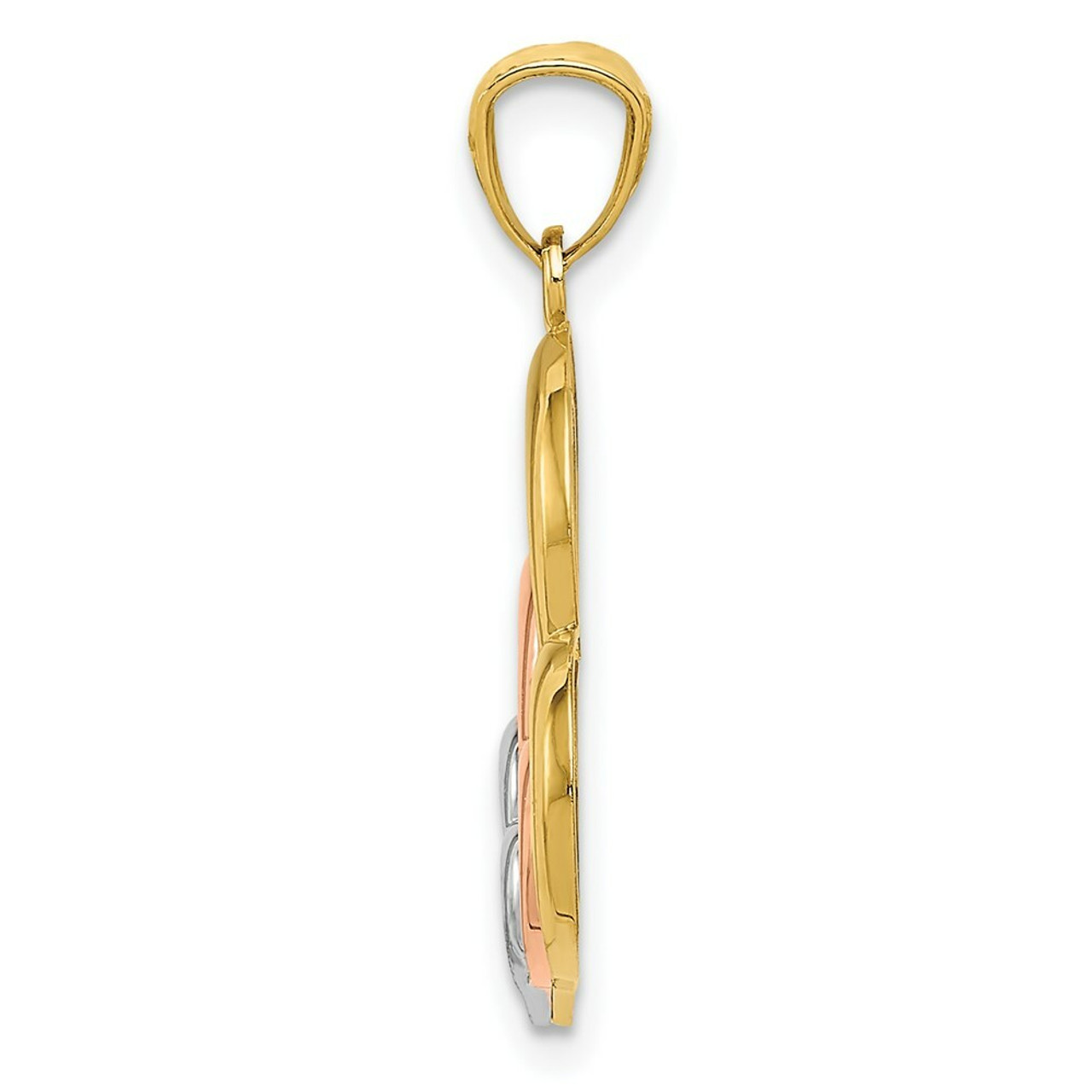14K Two-tone Gold Rhodium Hearts Pendant - (A86-968)
