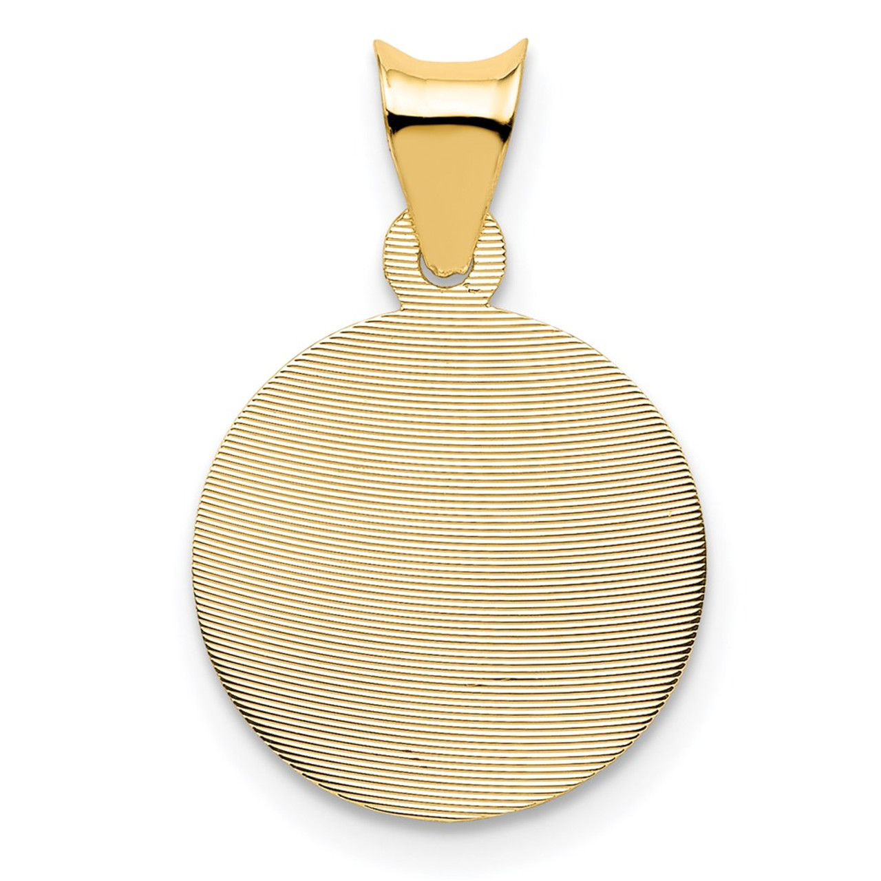 14K Yellow Gold Polished & Diamond-cut Sagrado Corazon Circle Pendant - (A87-207)