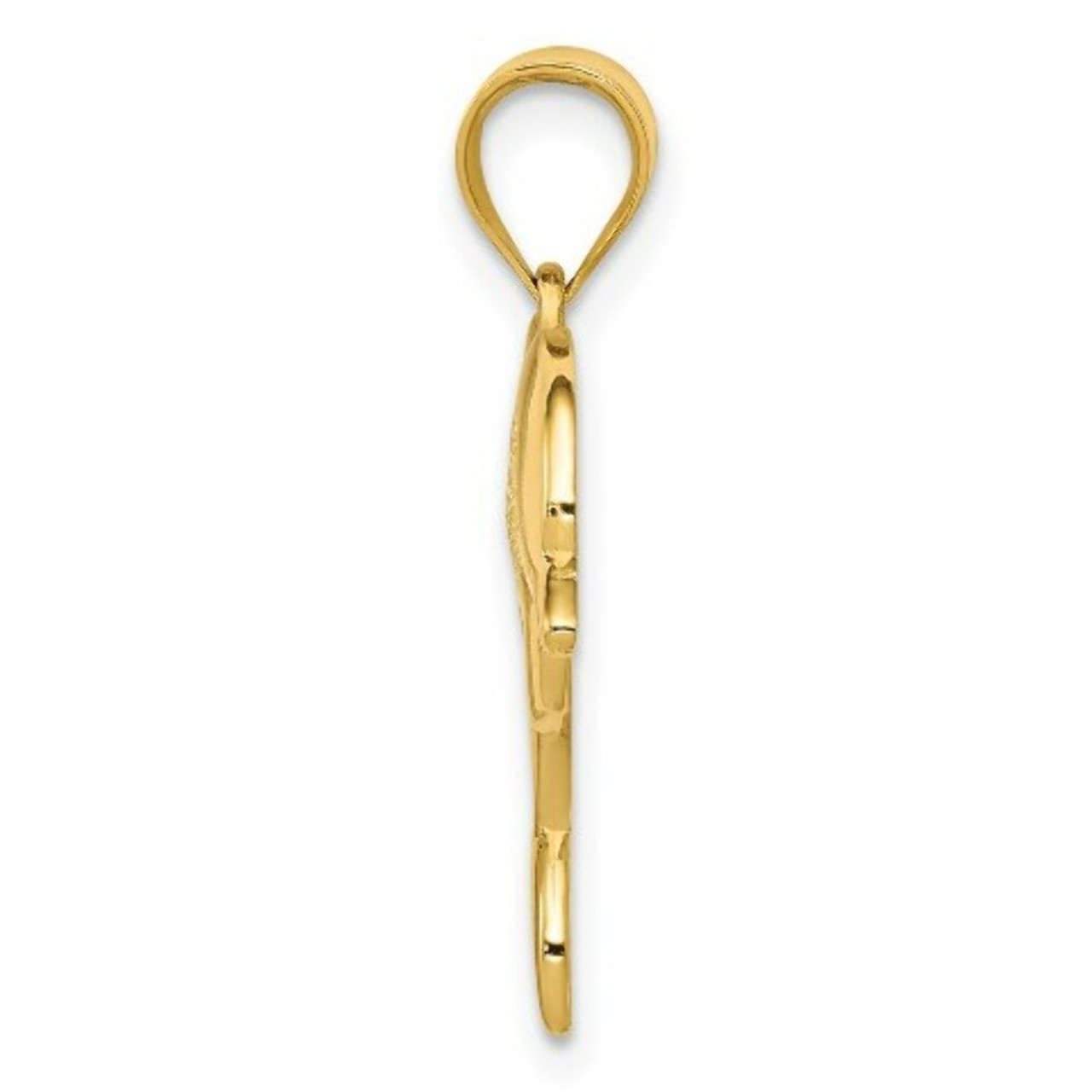 14K Yellow Gold Filigree Dolphin Pendant - (A87-208)