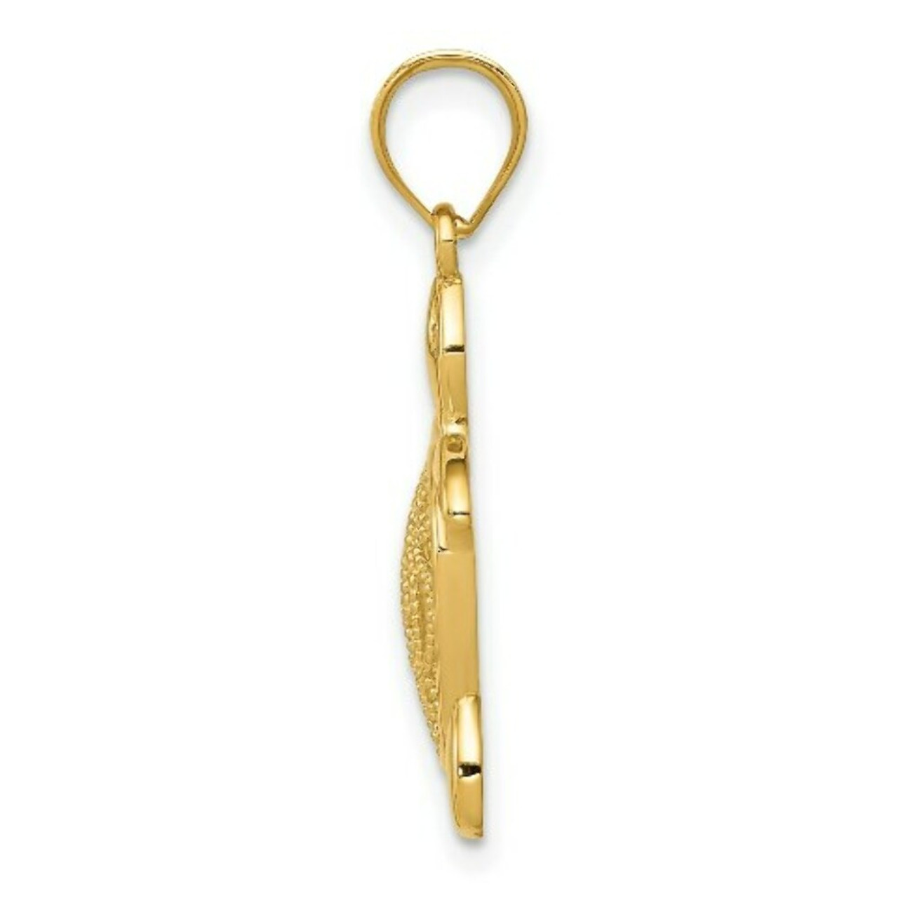 14K Yellow Gold Polished Filigree Sea Turtle Pendant - (A87-331)