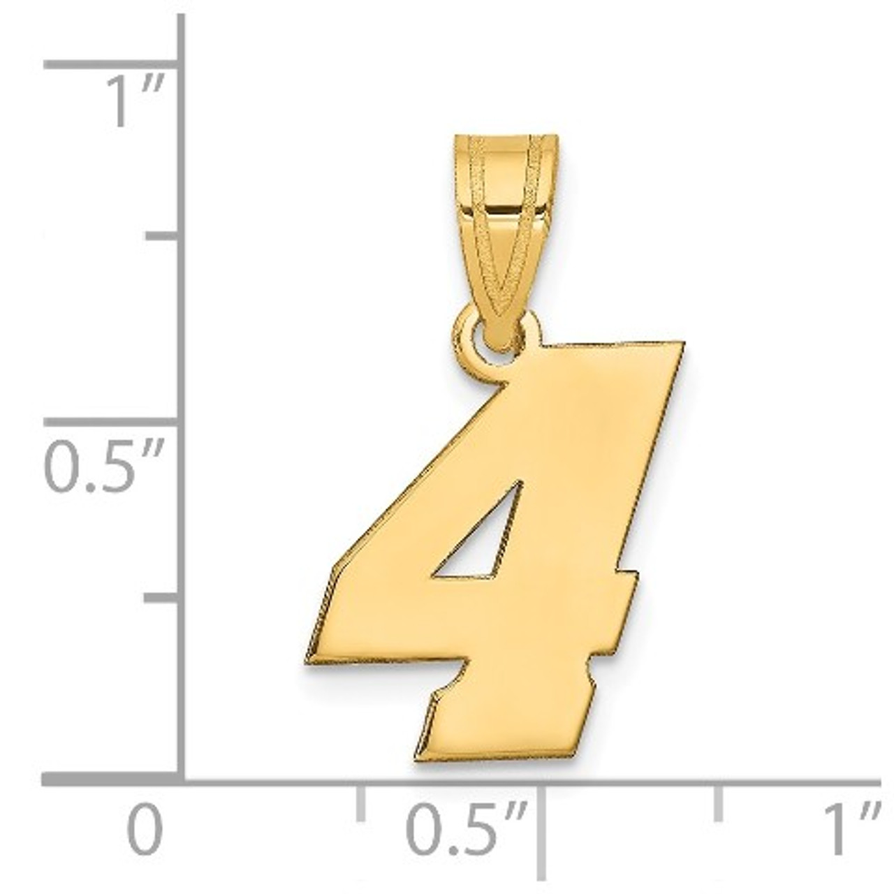 14K Yellow Gold Polished Block Number 4 Pendant - (A89-547)
