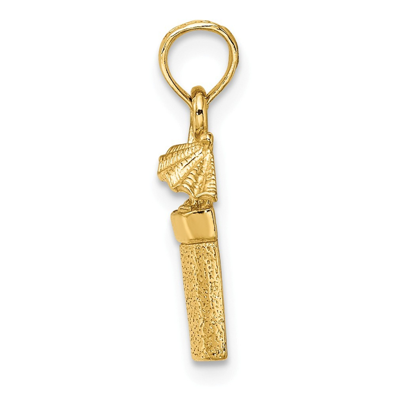 14K Yellow Gold 2-D Cocktail Cocktail Drink With Umbrella Charm Pendant - (A92-445)