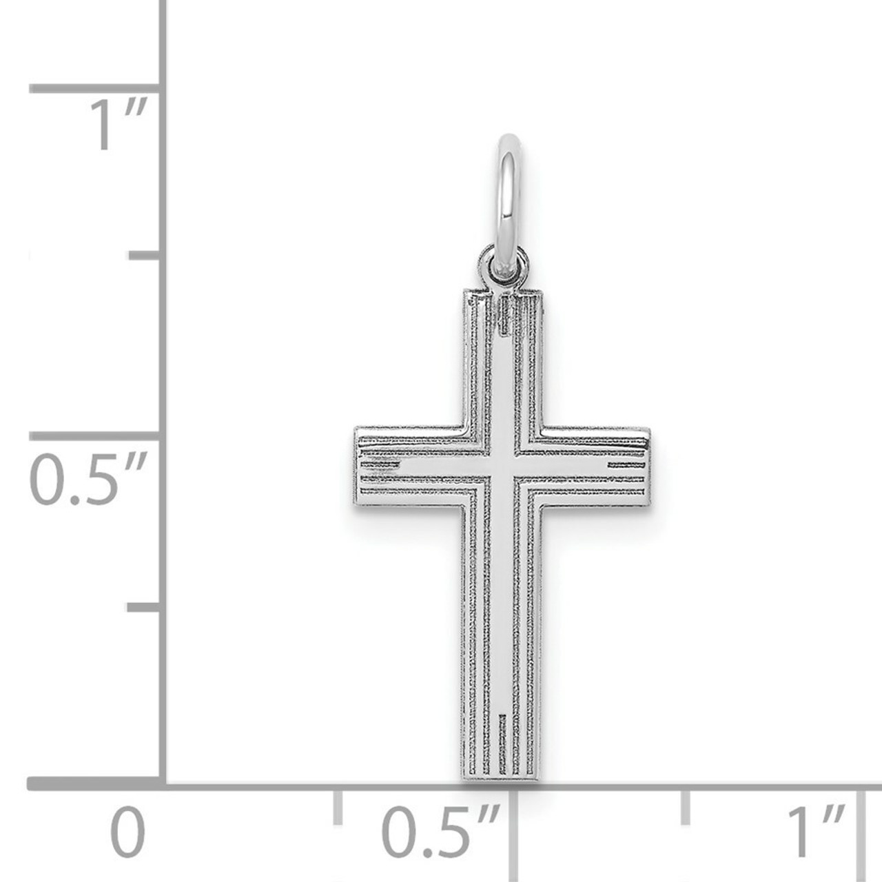 14K White Gold Laser Designed Cross Pendant 22mm length - (A97-712)