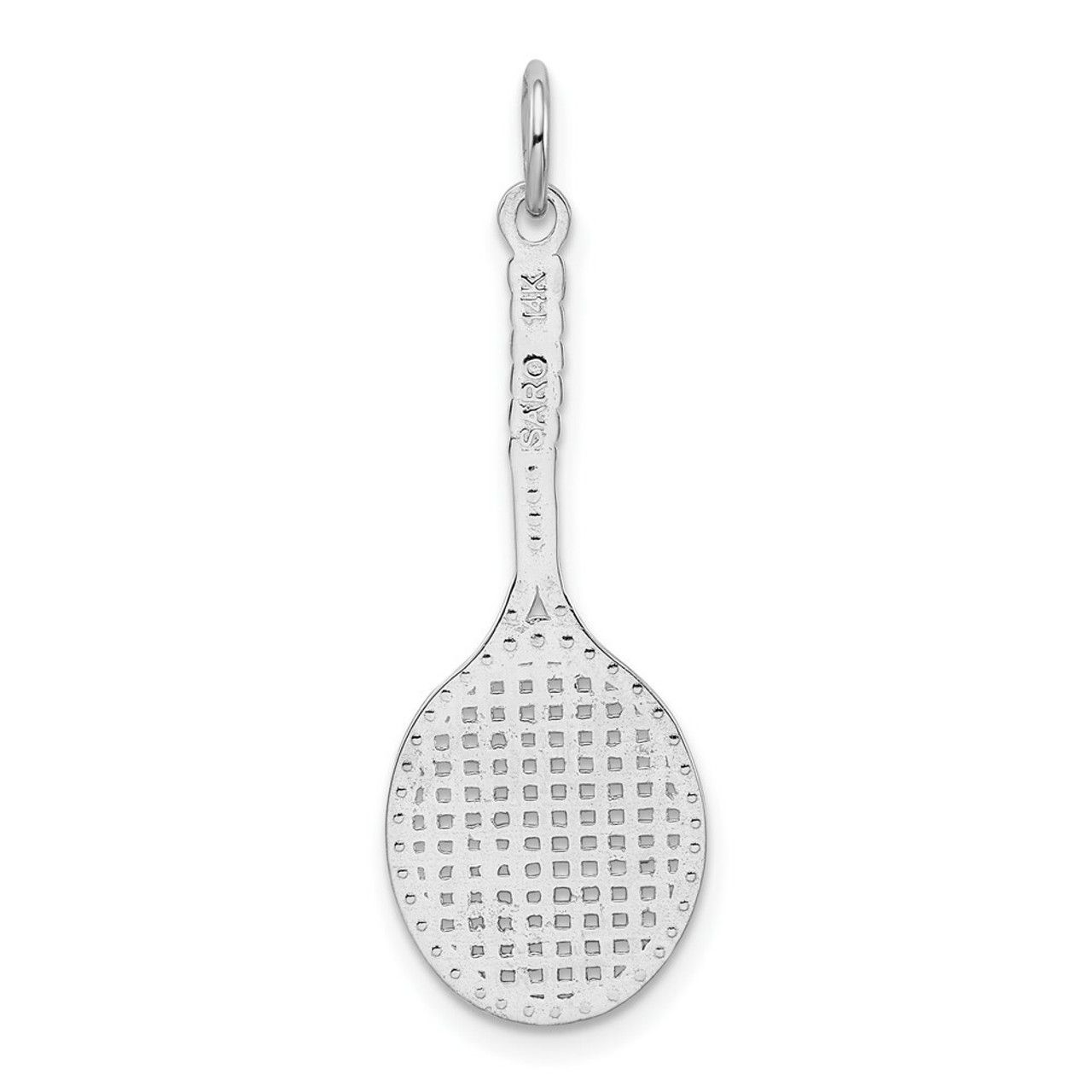 14K White Gold Tennis Racquet Charm Pendant - (A98-450)